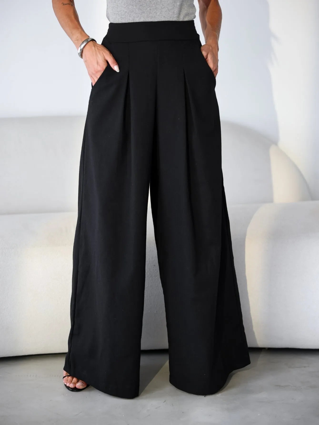 Calça Pantalona Linho Cintura Alta