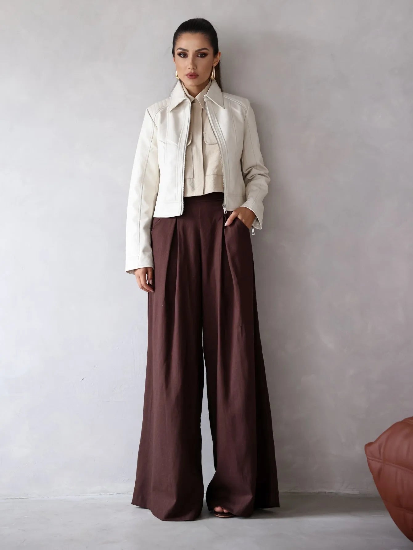 Calça Pantalona Linho Cintura Alta