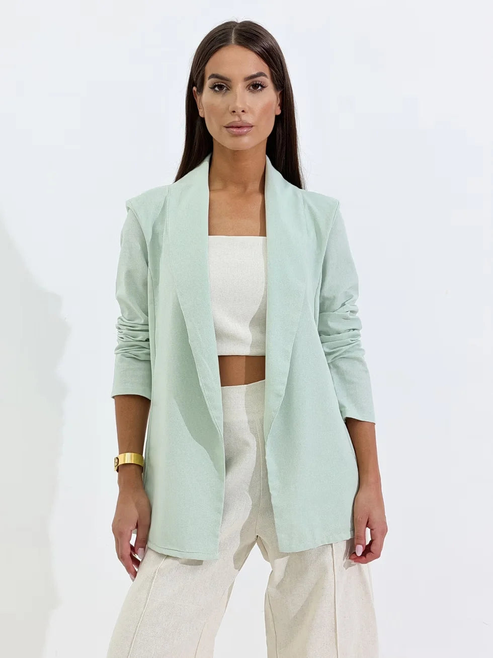 Blazer Feminino Linho Acinturado - SANTALUX - 130