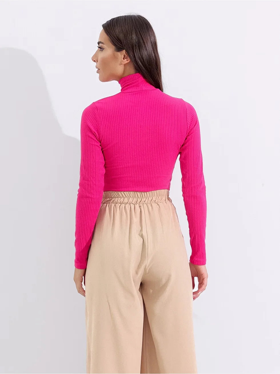 Blusa Manga Longa Canelada Gola Alta - SANTALUX - 132