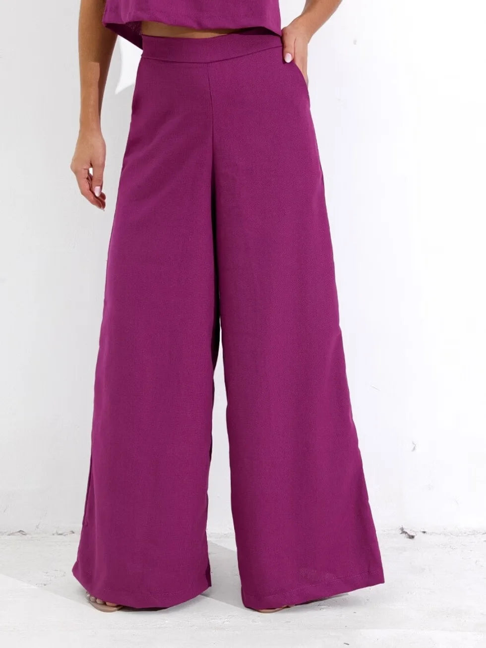Conjunto Feminino Calça Pantalona e Blusa Regata Linho - SANTALUX - 185