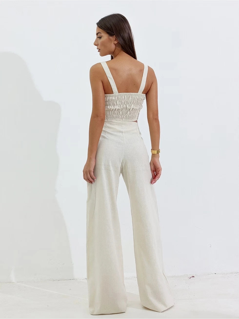 Conjunto Calça Pantalona Wide Leg e Cropped - SANTALUX - 172