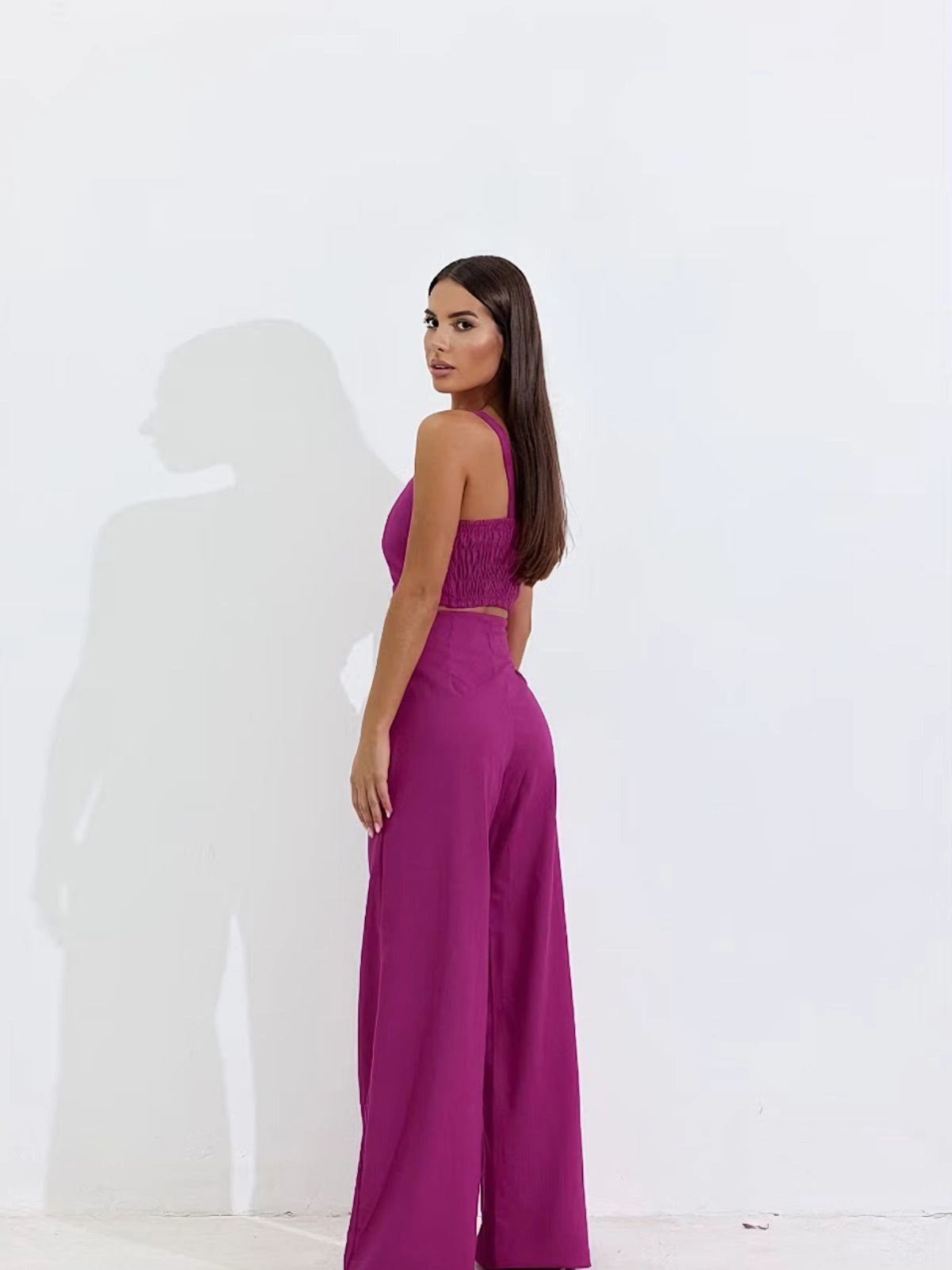 Conjunto Calça Pantalona Wide Leg e Cropped - SANTALUX - 172