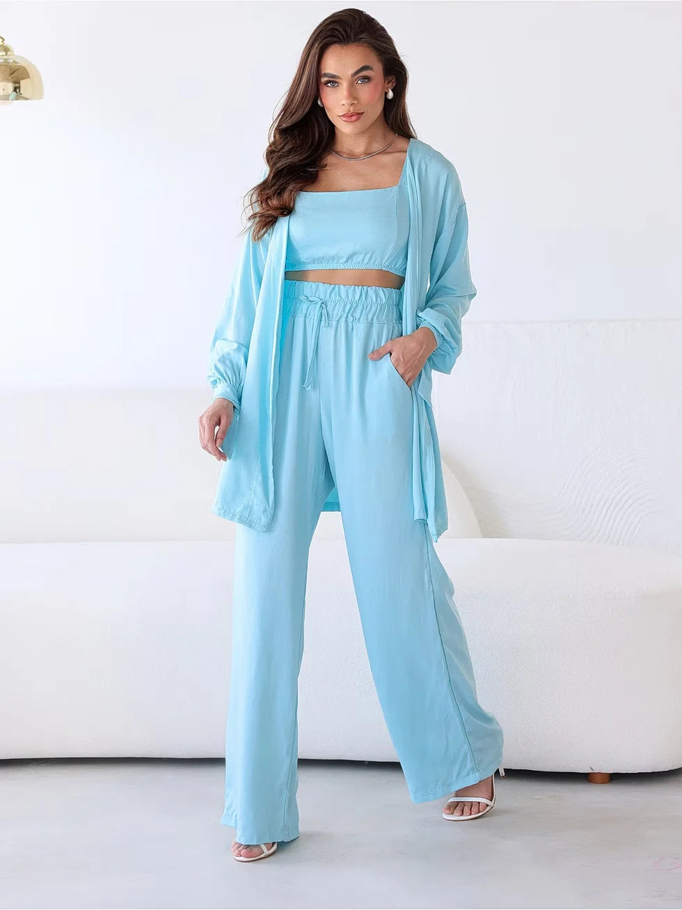 Conjunto Feminino Wide Leg com Kimono - SANTALUX - 145