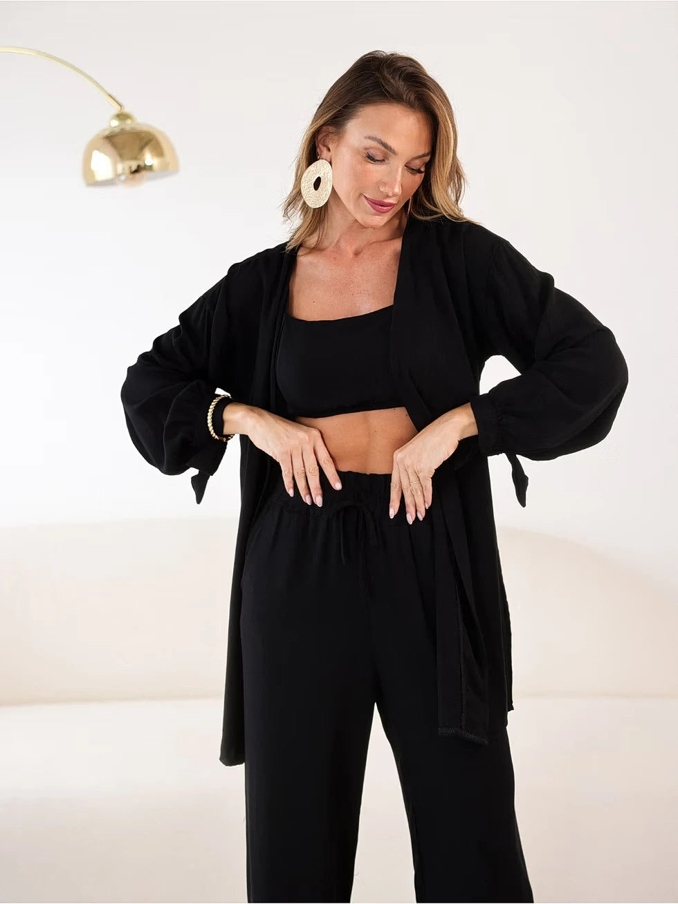 Conjunto Feminino Wide Leg com Kimono - SANTALUX - 145