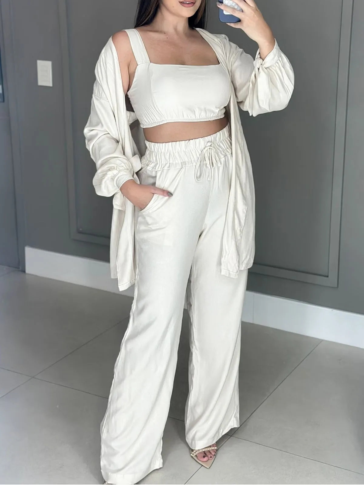 Conjunto Feminino Wide Leg com Kimono - SANTALUX - 145