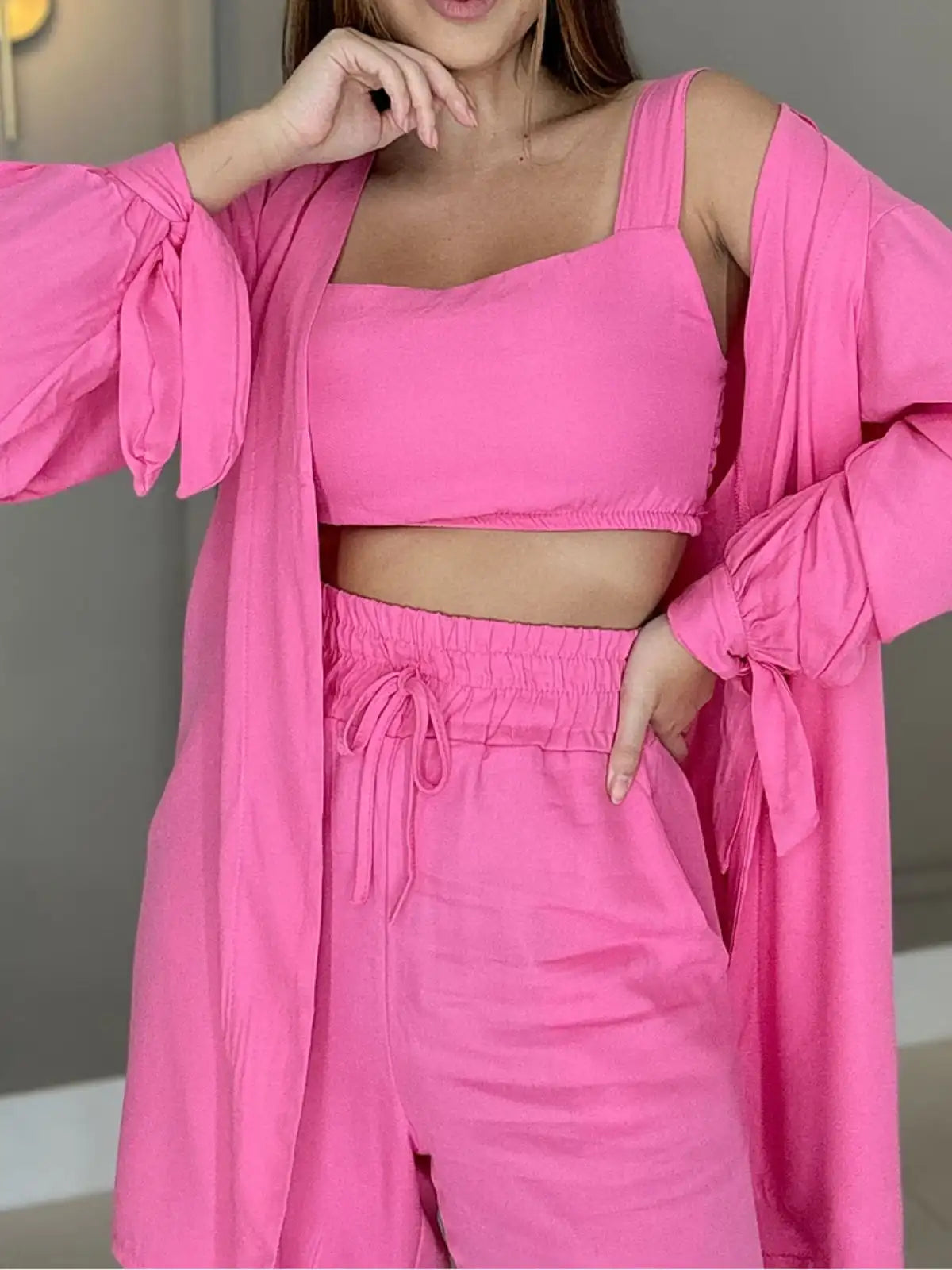 Conjunto Feminino Wide Leg com Kimono - SANTALUX - 145