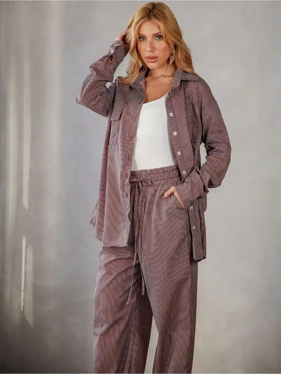 Conjunto Tricoline Wide Leg Oversized