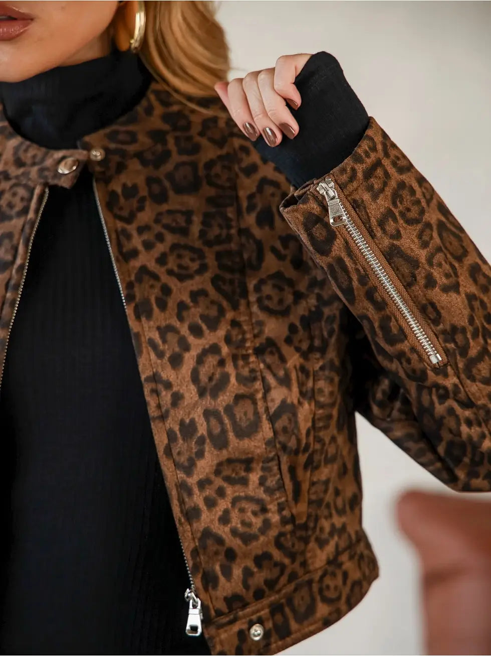 Jaqueta Animal Print Aveludada
