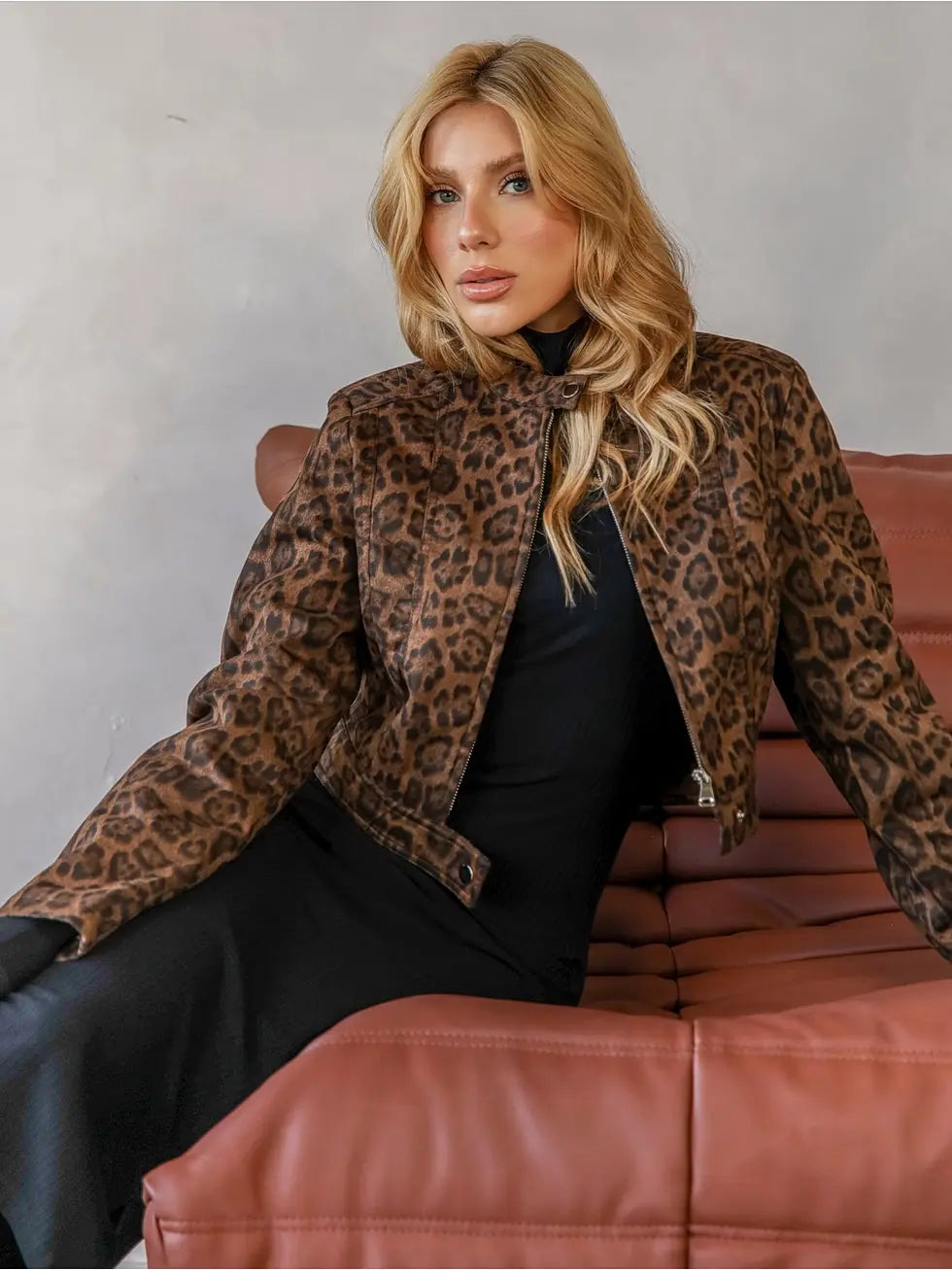 Jaqueta Animal Print Aveludada