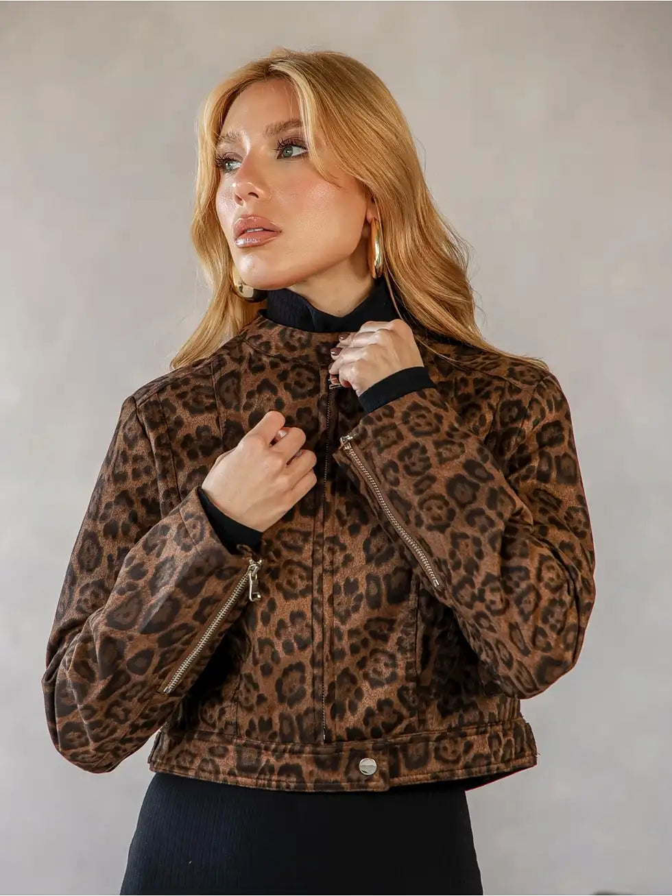 Jaqueta Animal Print Aveludada