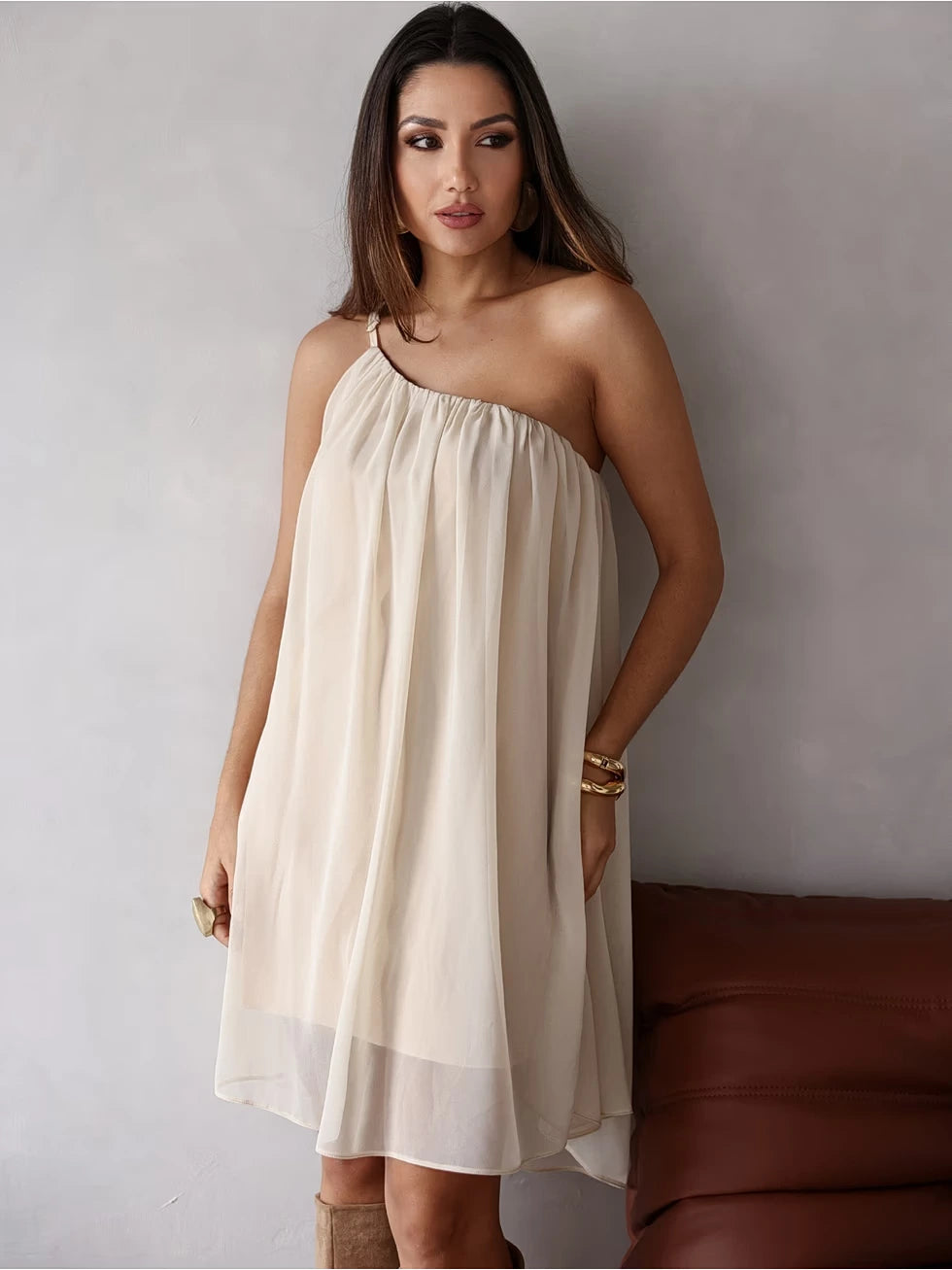 Vestido Curto Alça Crepe Navaggio - SANTALUX - 148