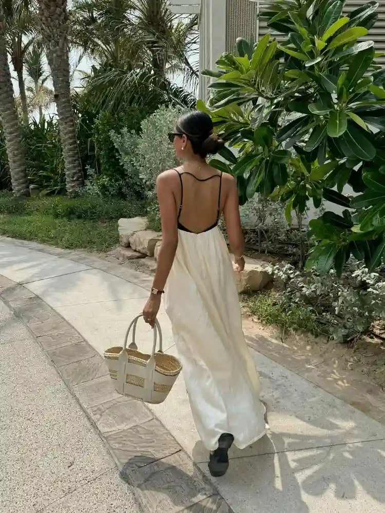Vestido Longo P&B com Alças Finas - Santalux - 100