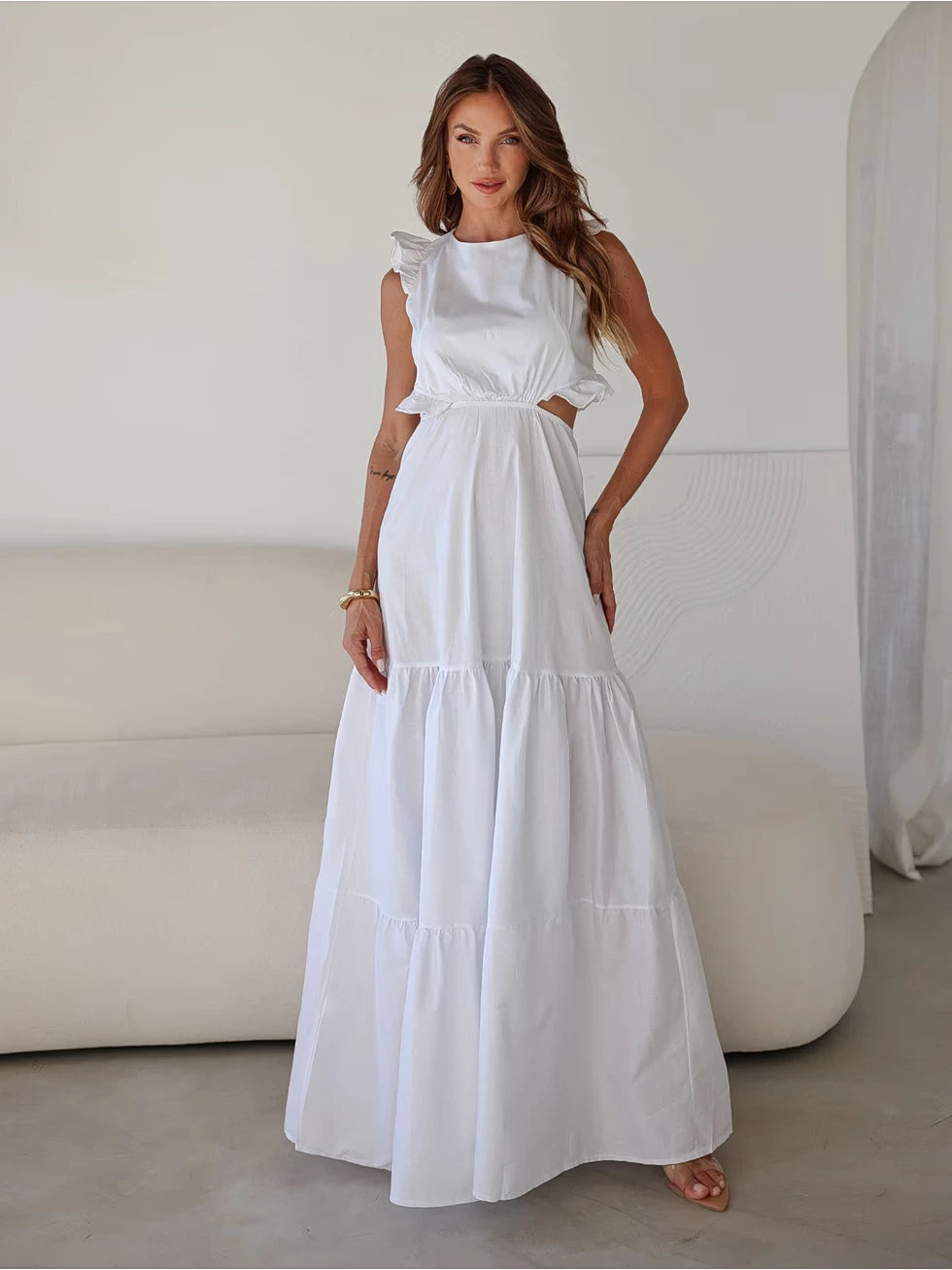 Vestido Longo Três Marias Babados SANTALUX