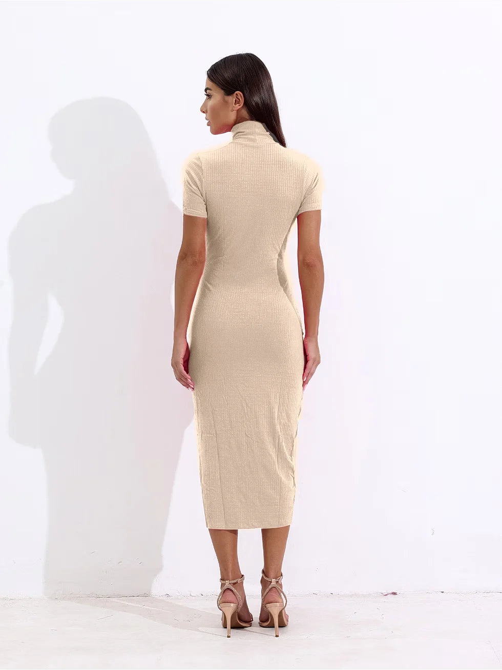 Vestido Midi Canelado Fenda Lateral - Santalux - 124