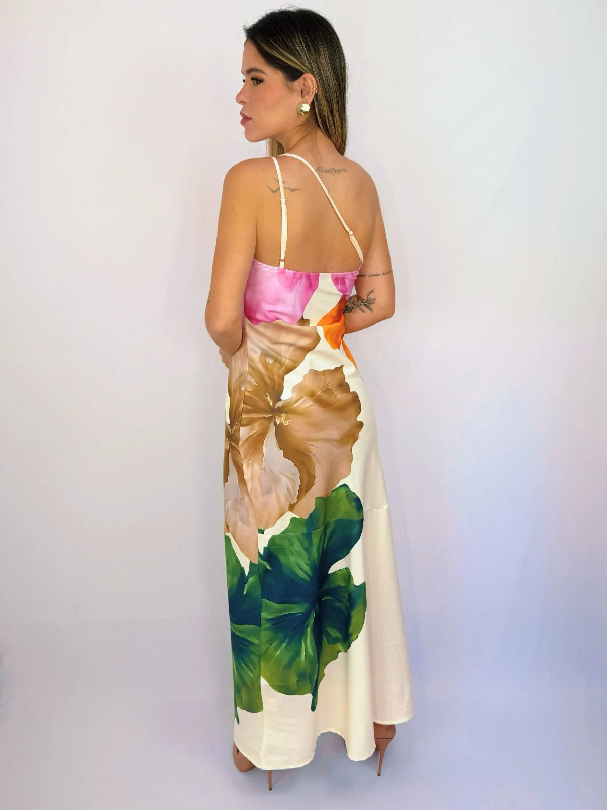 Vestido Midi Floral Roselle Aquarela - SANTALUX - 151 - Florescer Luxe