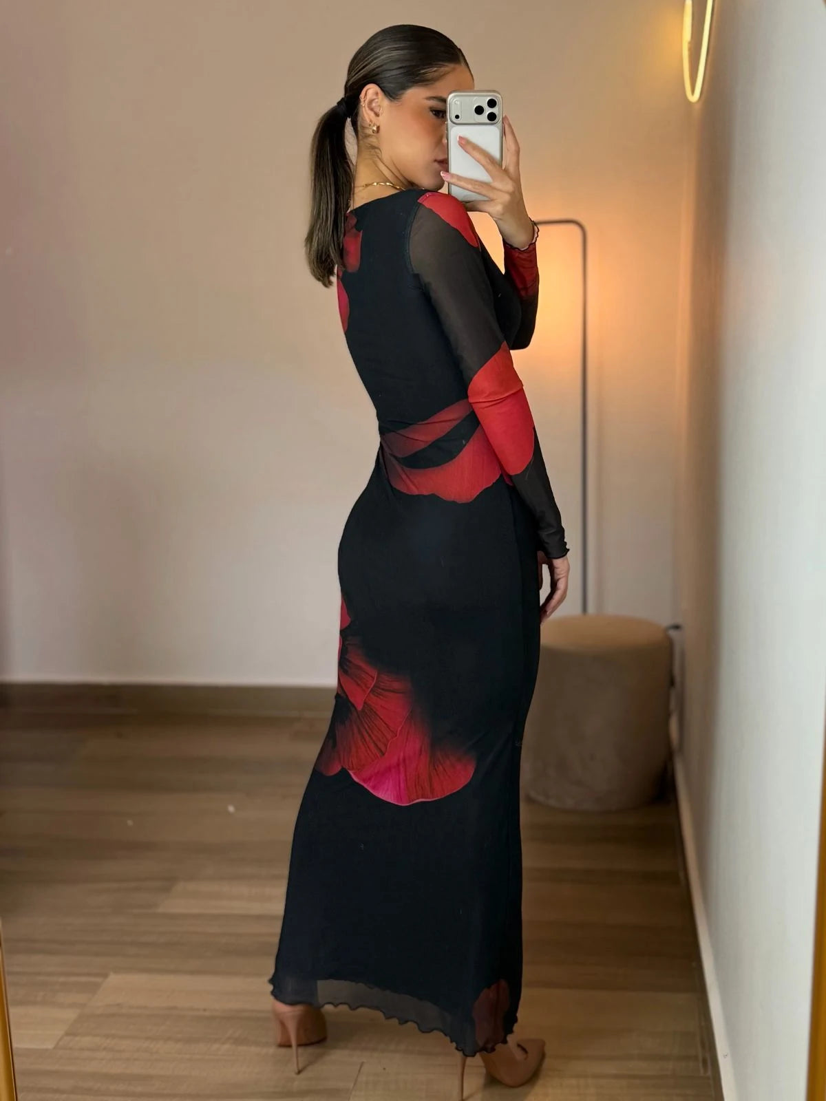 Vestido Midi Floral Mystique - Vermelho - SANTALUX - 180-VO