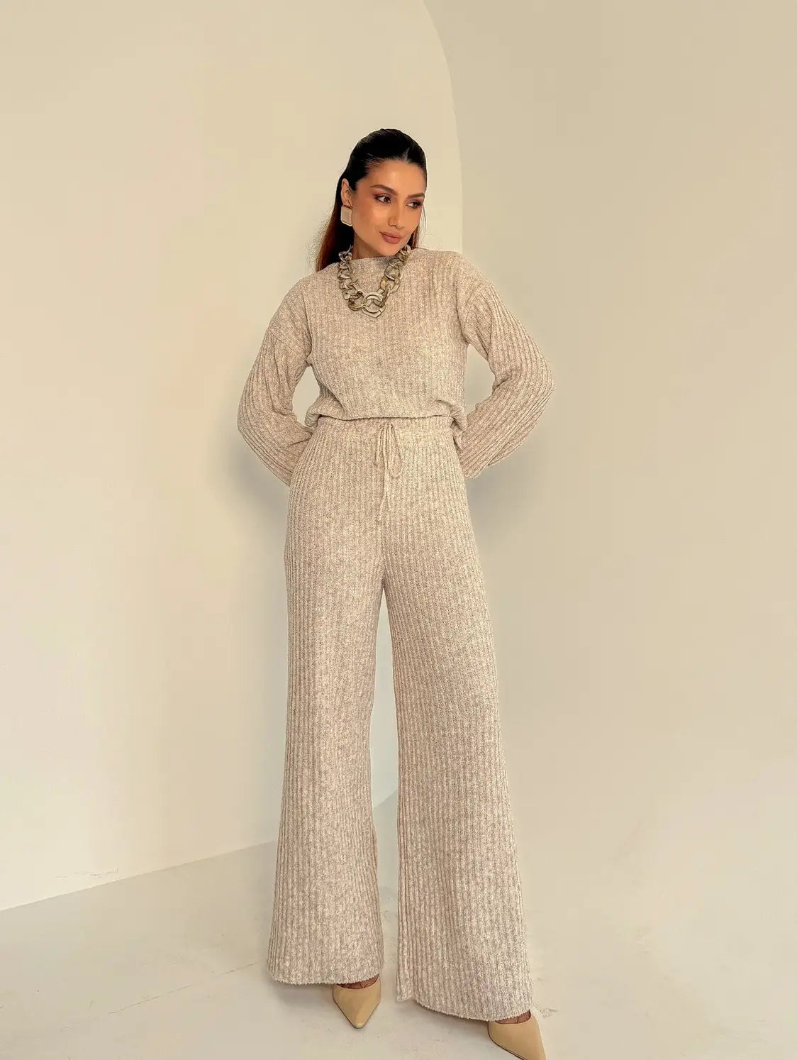 Conjunto Tricot Mousse Calça Reta