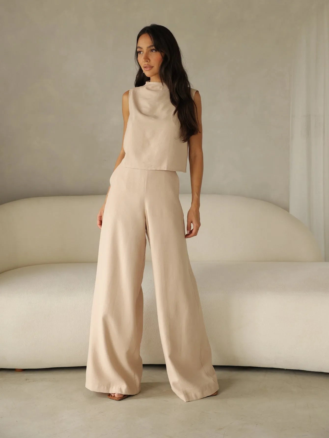 Conjunto Alfaiataria Pantalona Cropped Regata