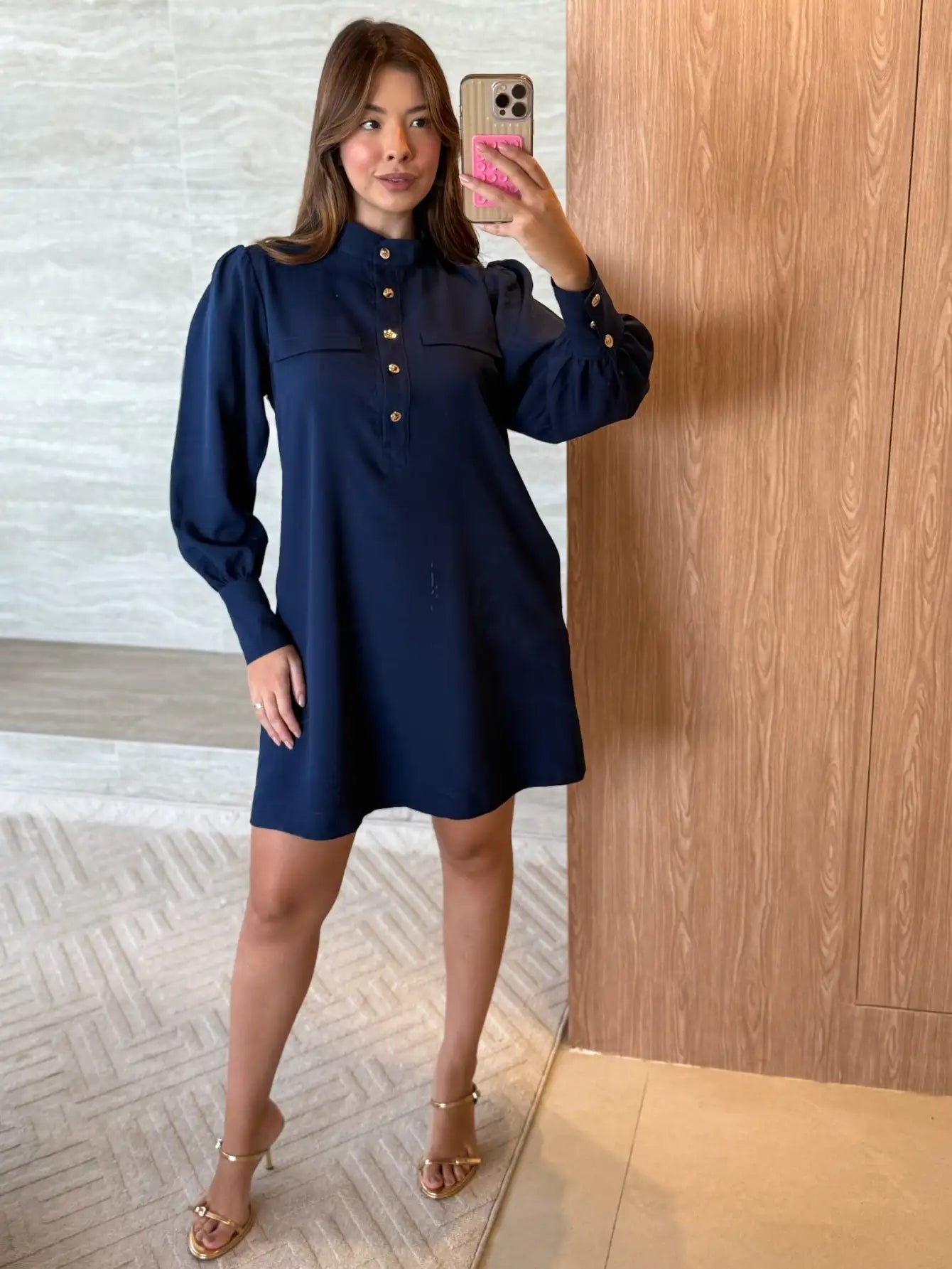 Vestido Alfaiataria Manga Longa Bufante
