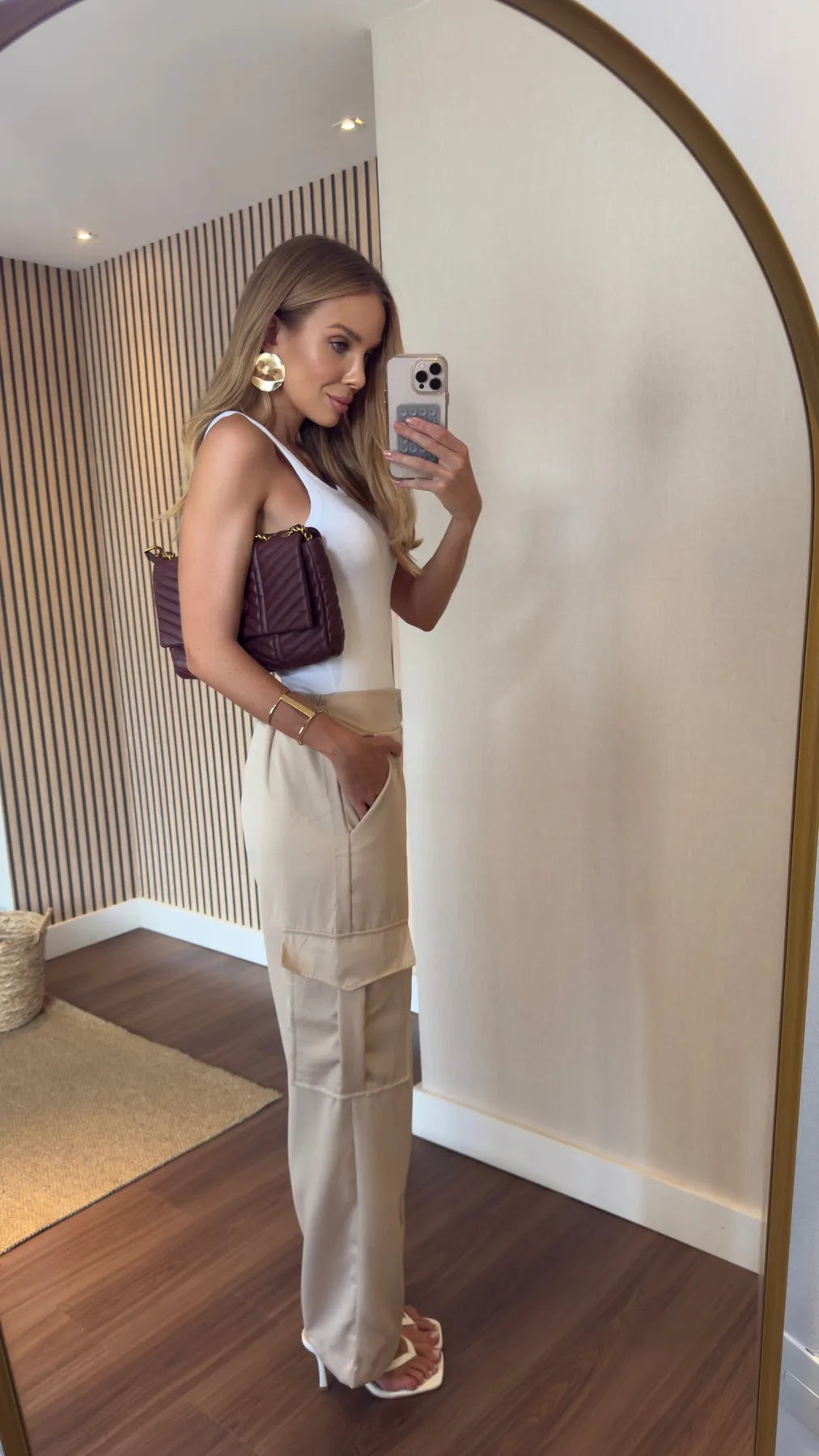 Calça Cargo Alfaiataria Cintura Média