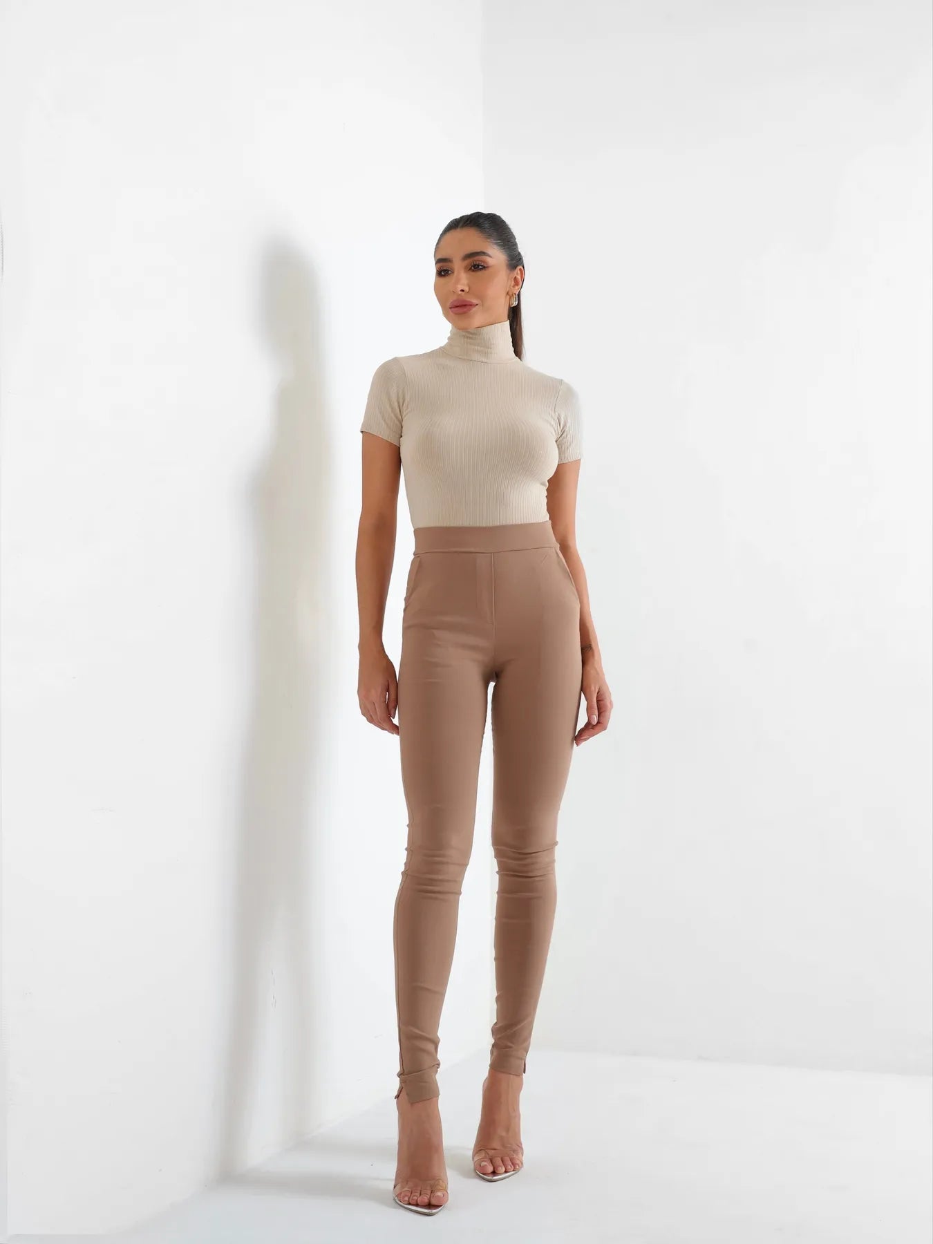 Calça Skinny Bengaline Cintura Alta