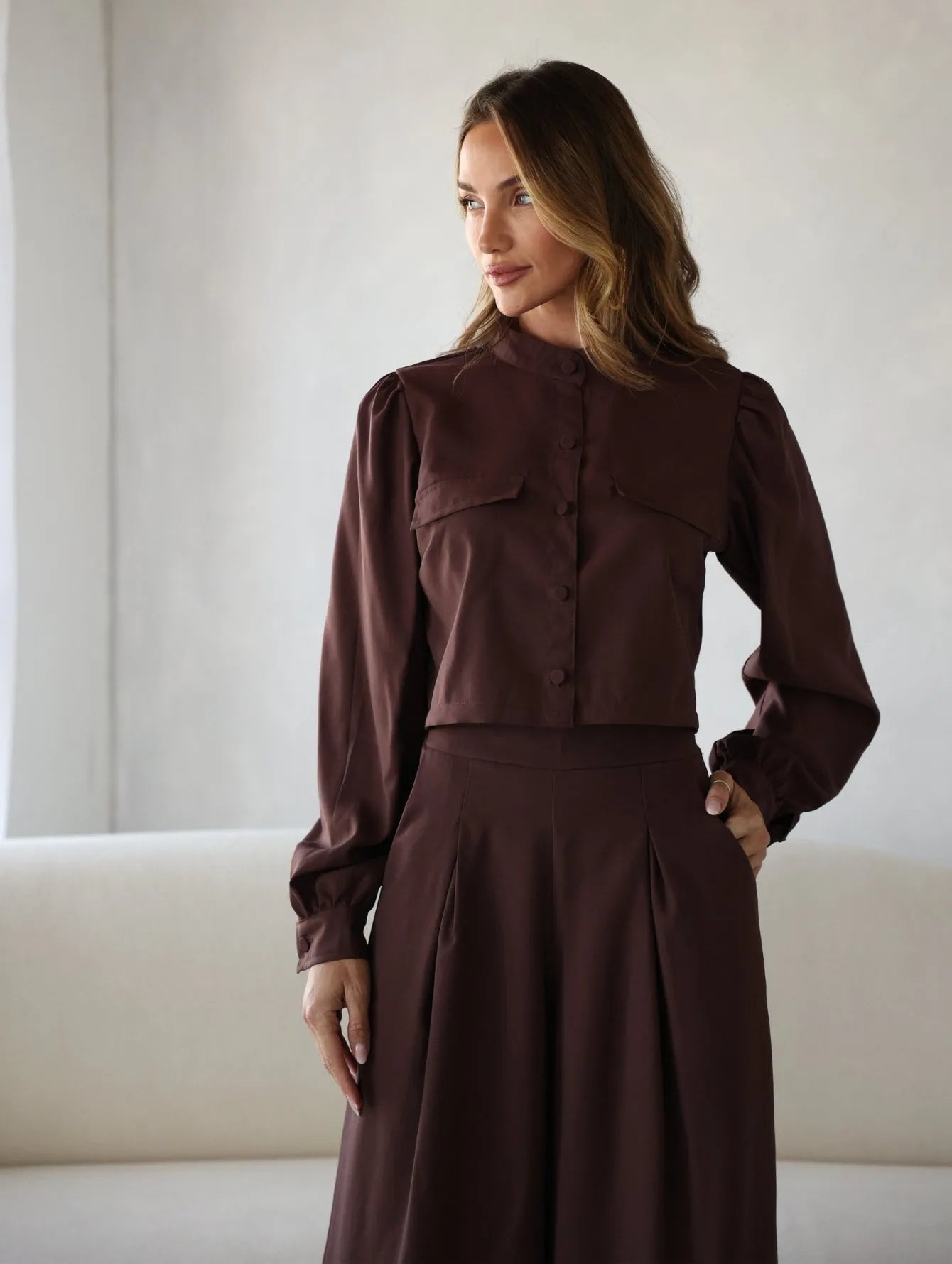 Conjunto Alfaiataria Pantalona Camisa Cropped