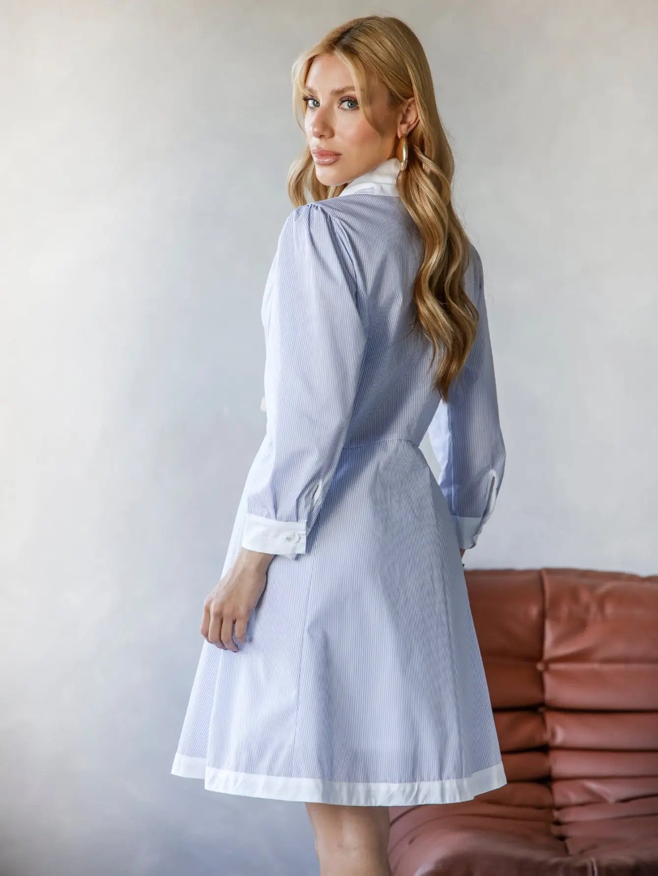 Vestido Chemise Tricoline Manga Longa