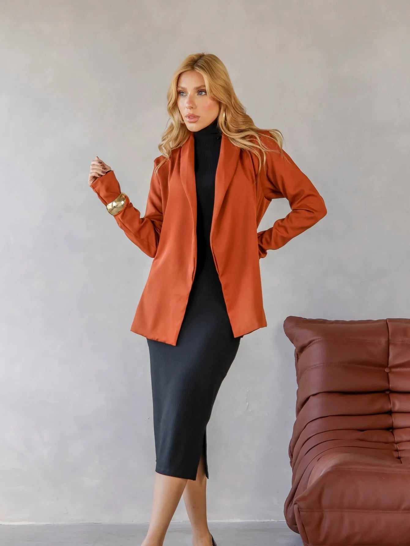 Blazer Alfaiataria Corte Reto Acinturado