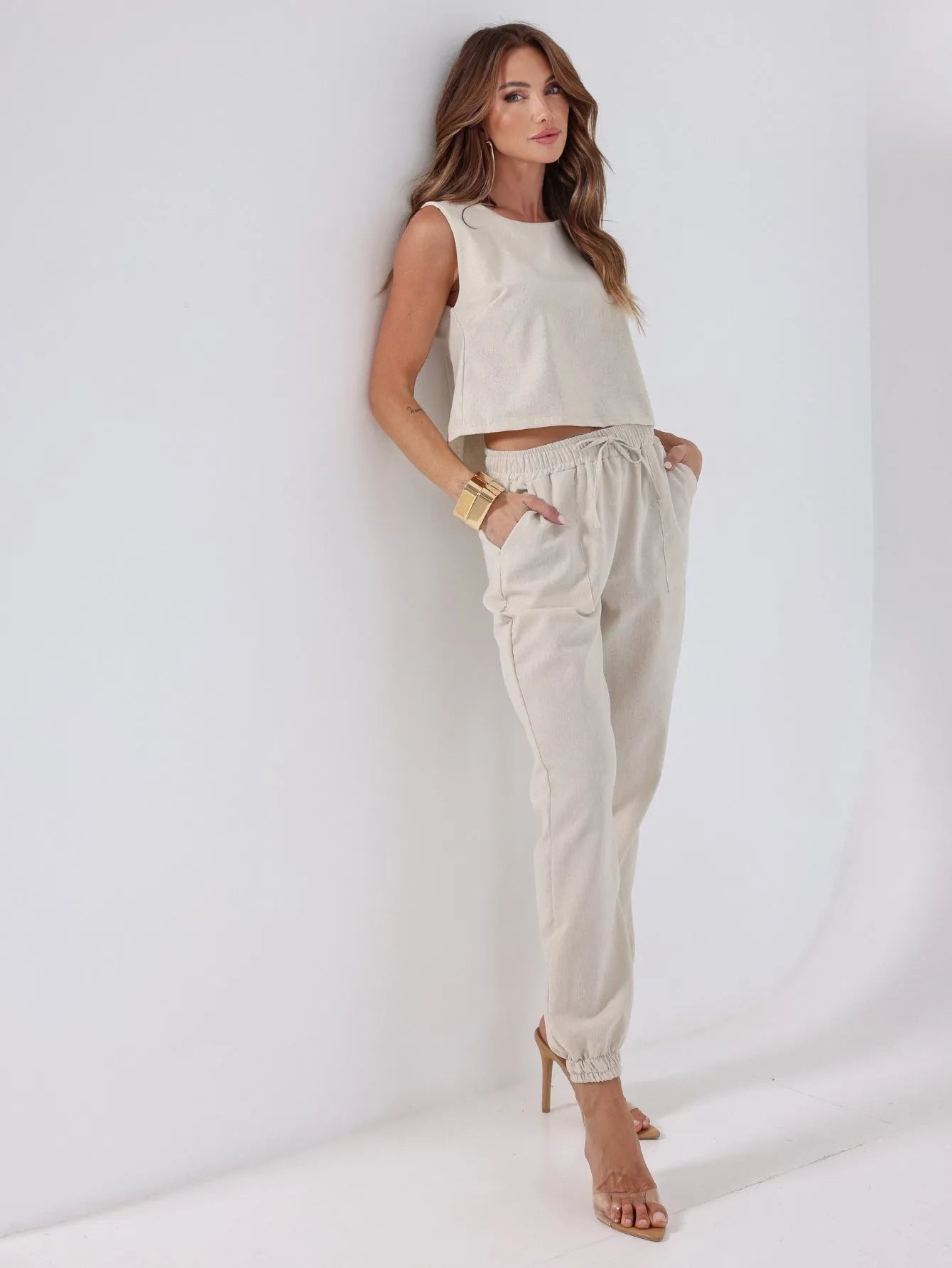 Calça Jogger Linho Cintura Confortável