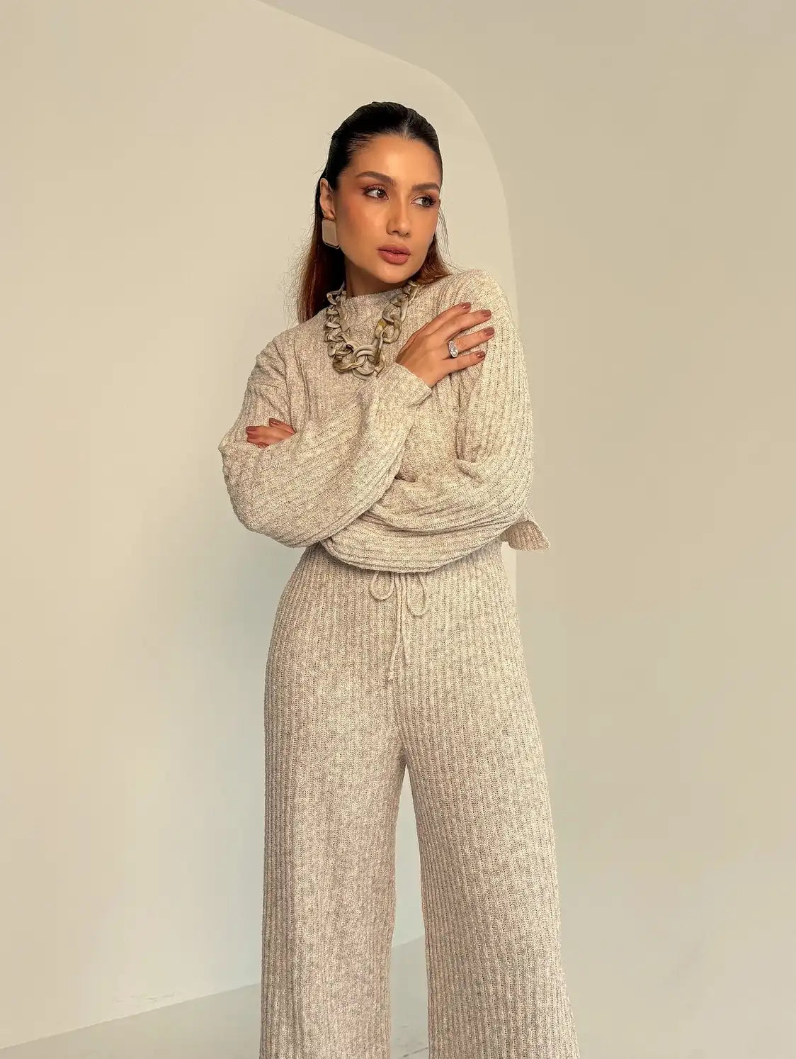 Conjunto Tricot Mousse Calça Reta