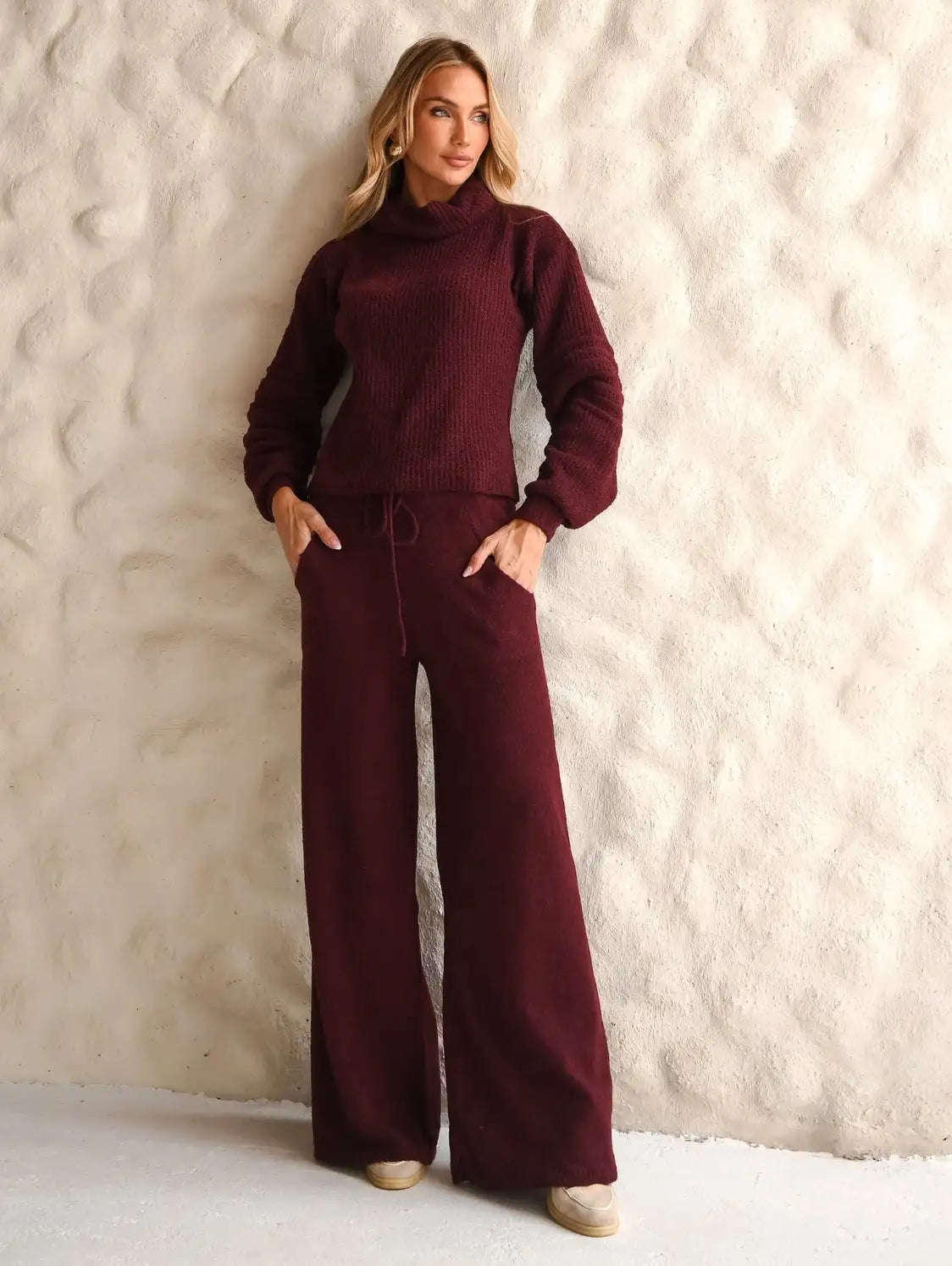 Conjunto Tricot Modal Gola Alta Calça