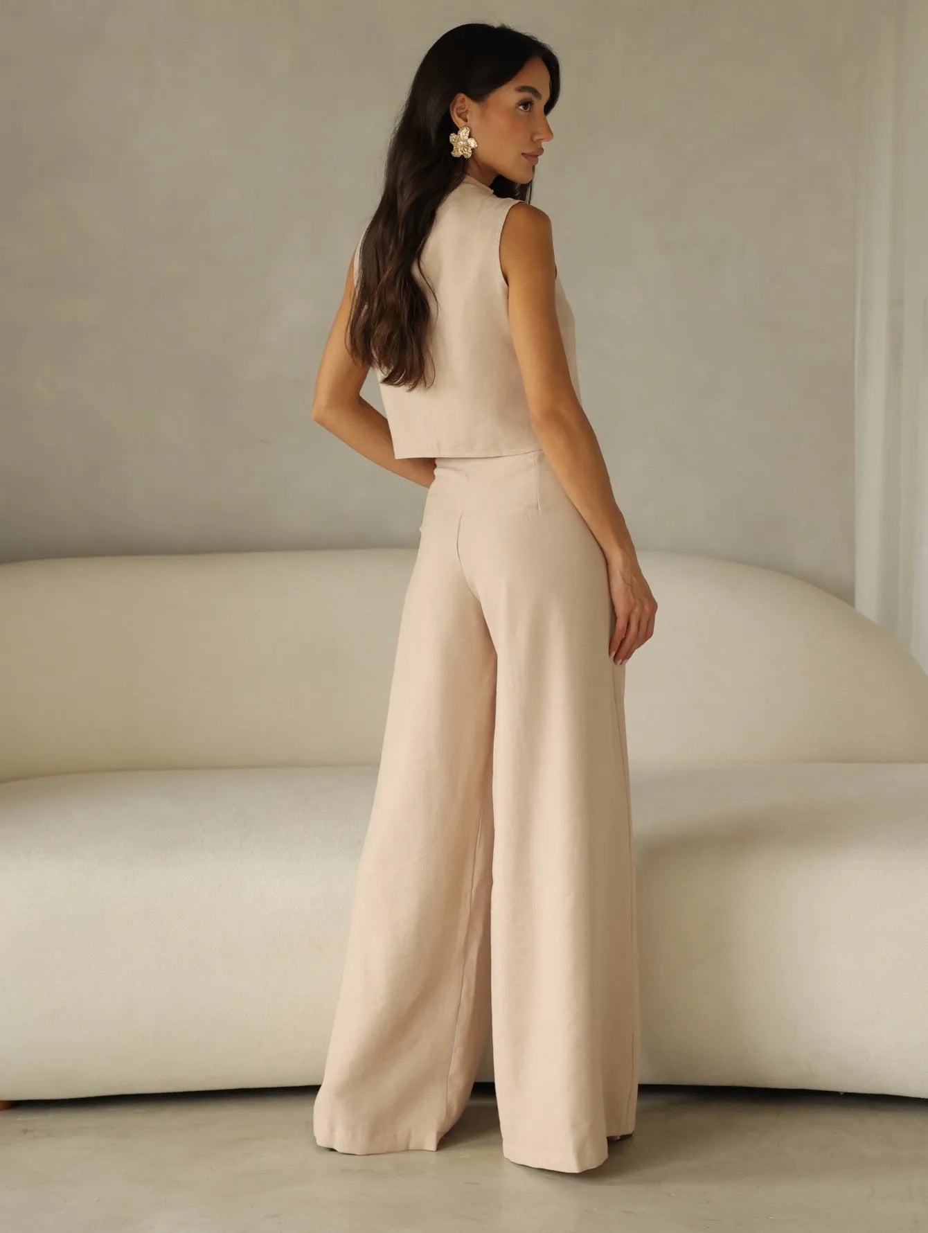 Conjunto Alfaiataria Pantalona Cropped Regata
