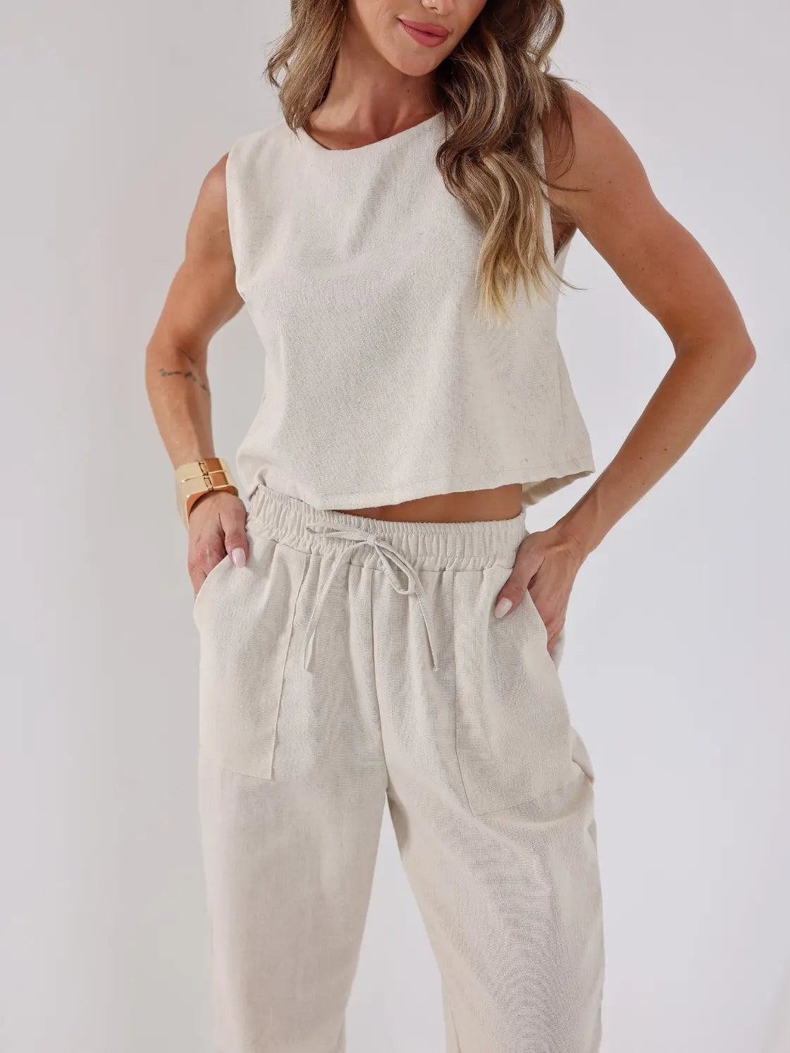 Calça Jogger Linho Cintura Confortável