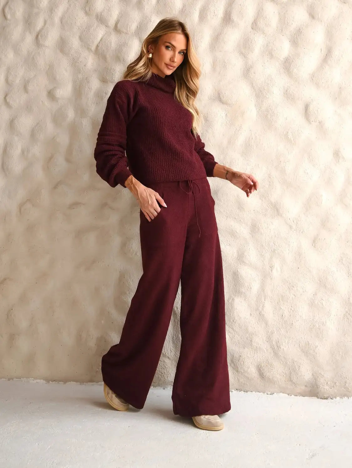 Conjunto Tricot Modal Gola Alta Calça