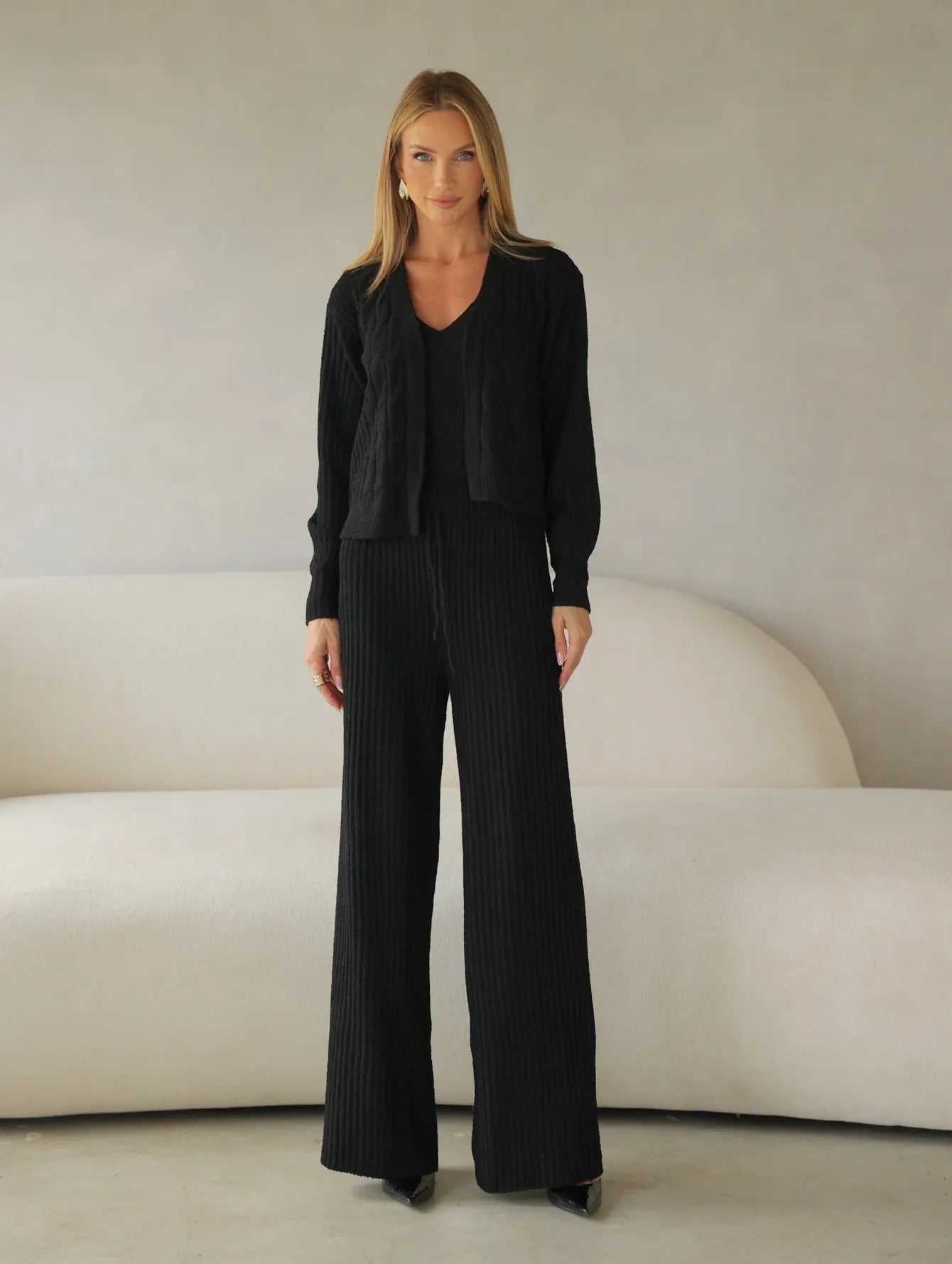 Conjunto Tricot Modal Cardigan Regata Calça