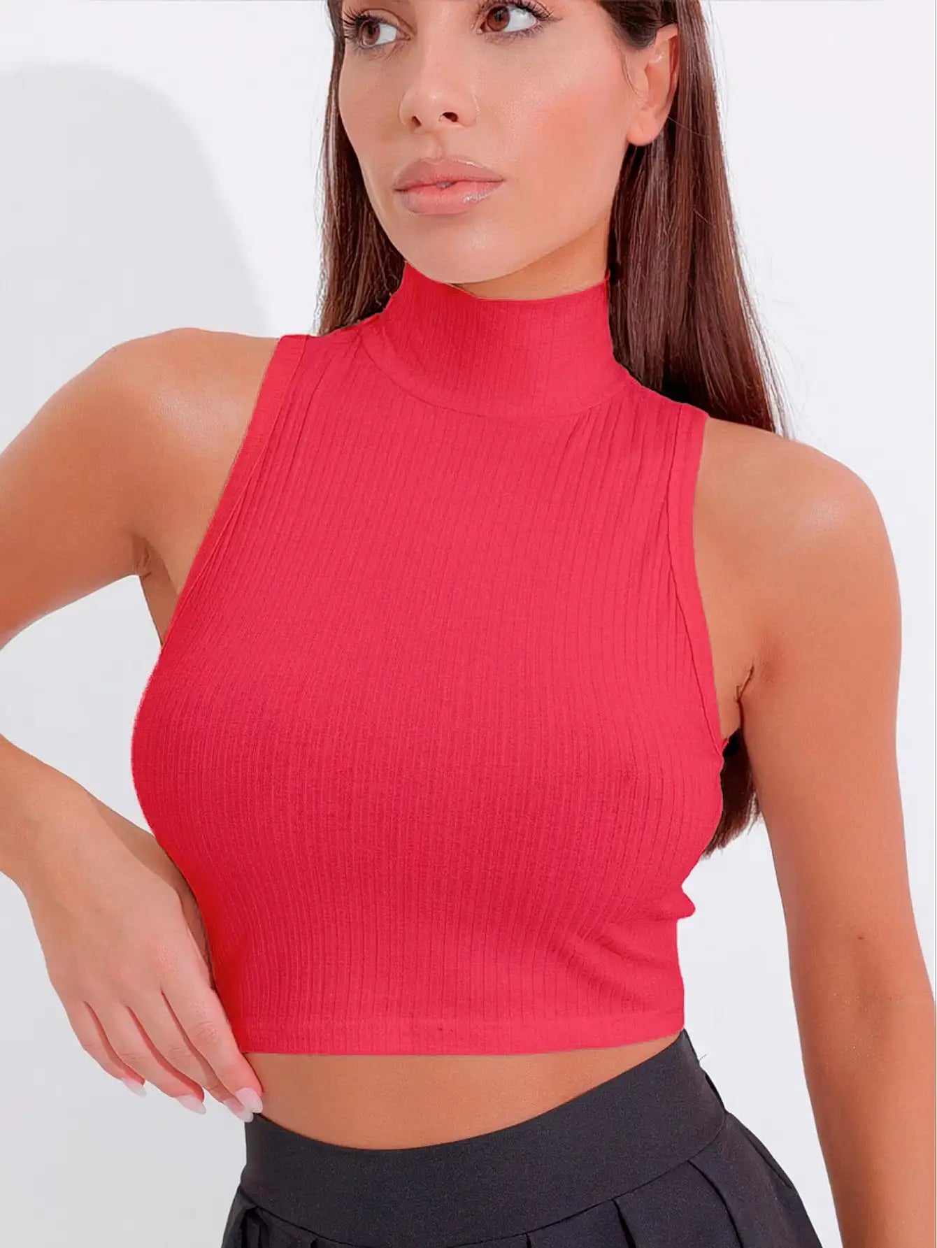 Cropped Regata Canelado Gola Alta