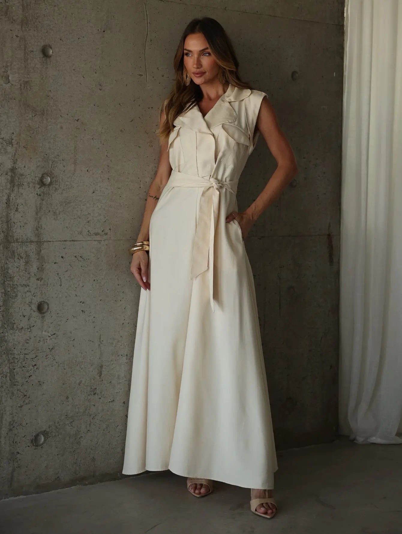 Vestido Longo Alfaiataria Viscose