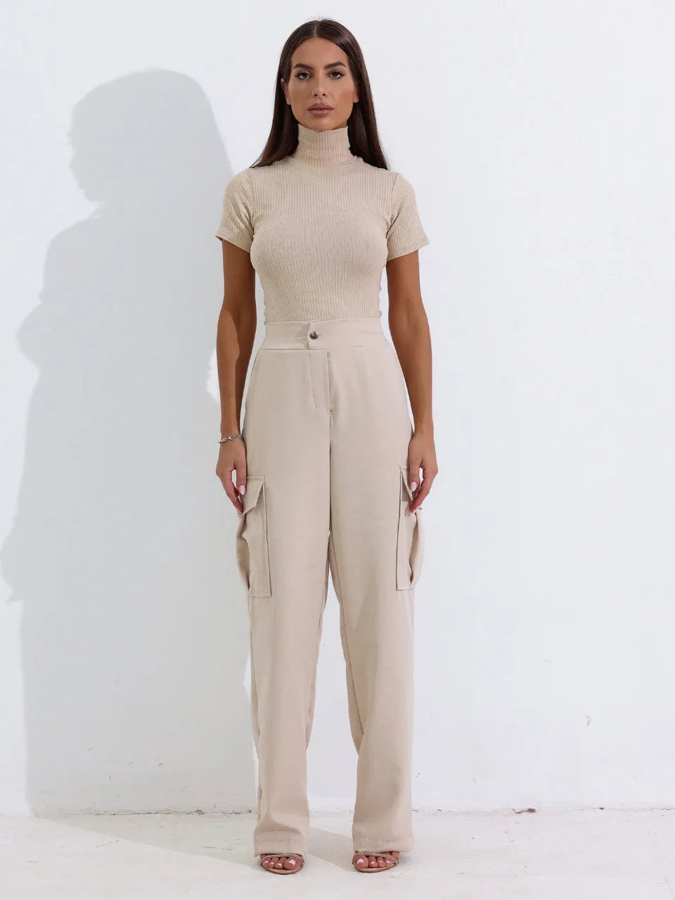 Calça Cargo Alfaiataria Cintura Média