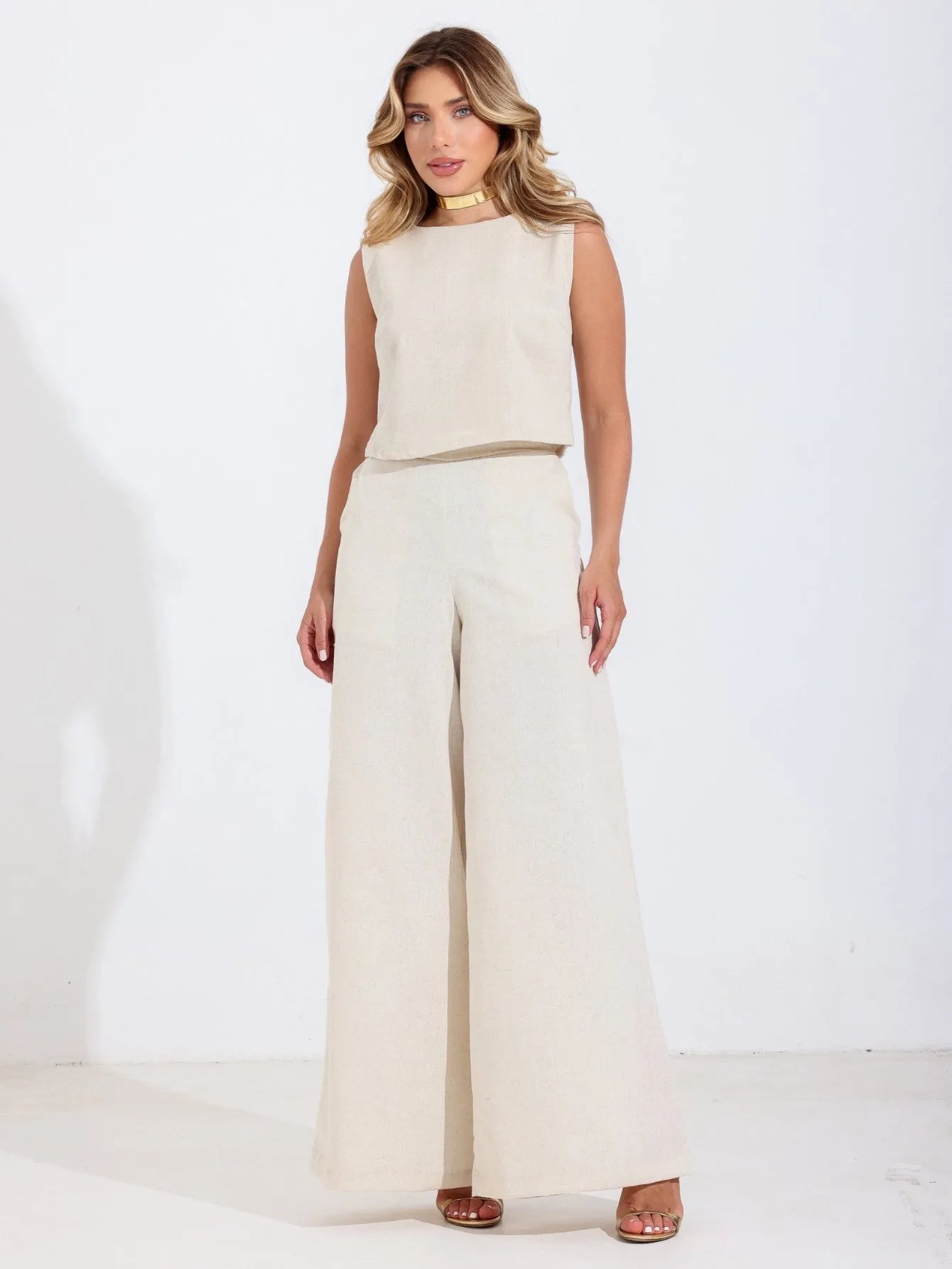 Conjunto Linho Pantalona Regata