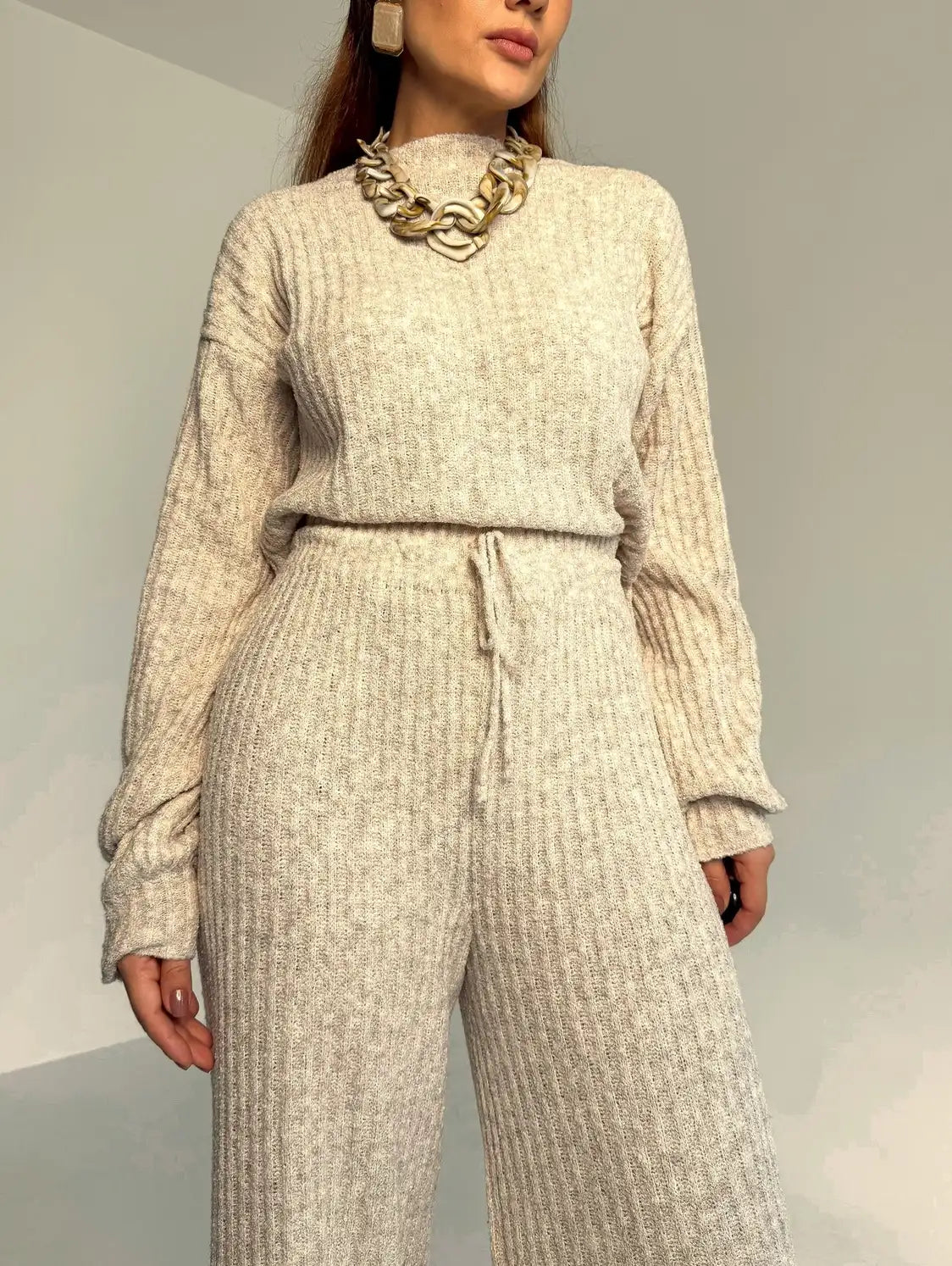 Conjunto Tricot Mousse Calça Reta