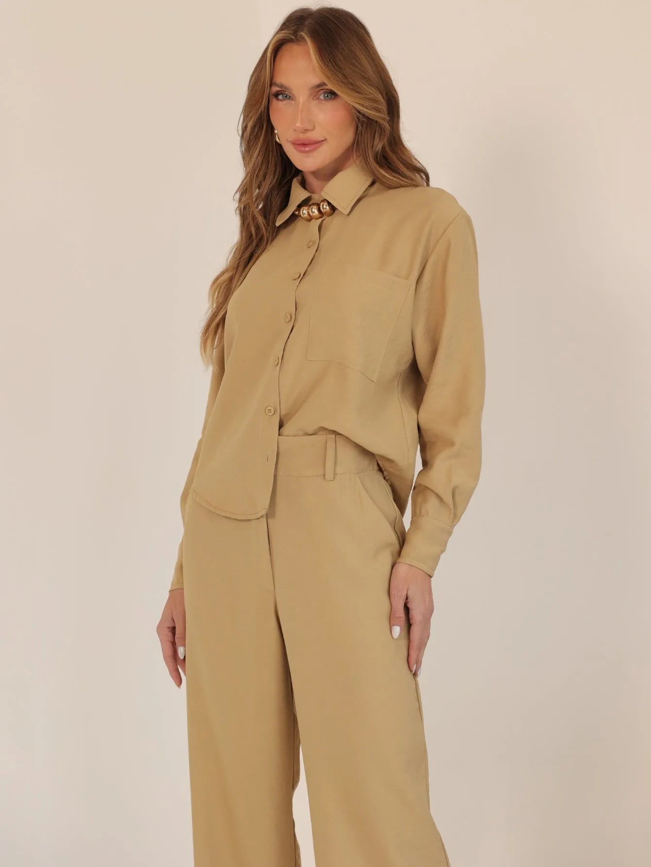 Conjunto Alfaiataria Camisa Calça Wide Leg