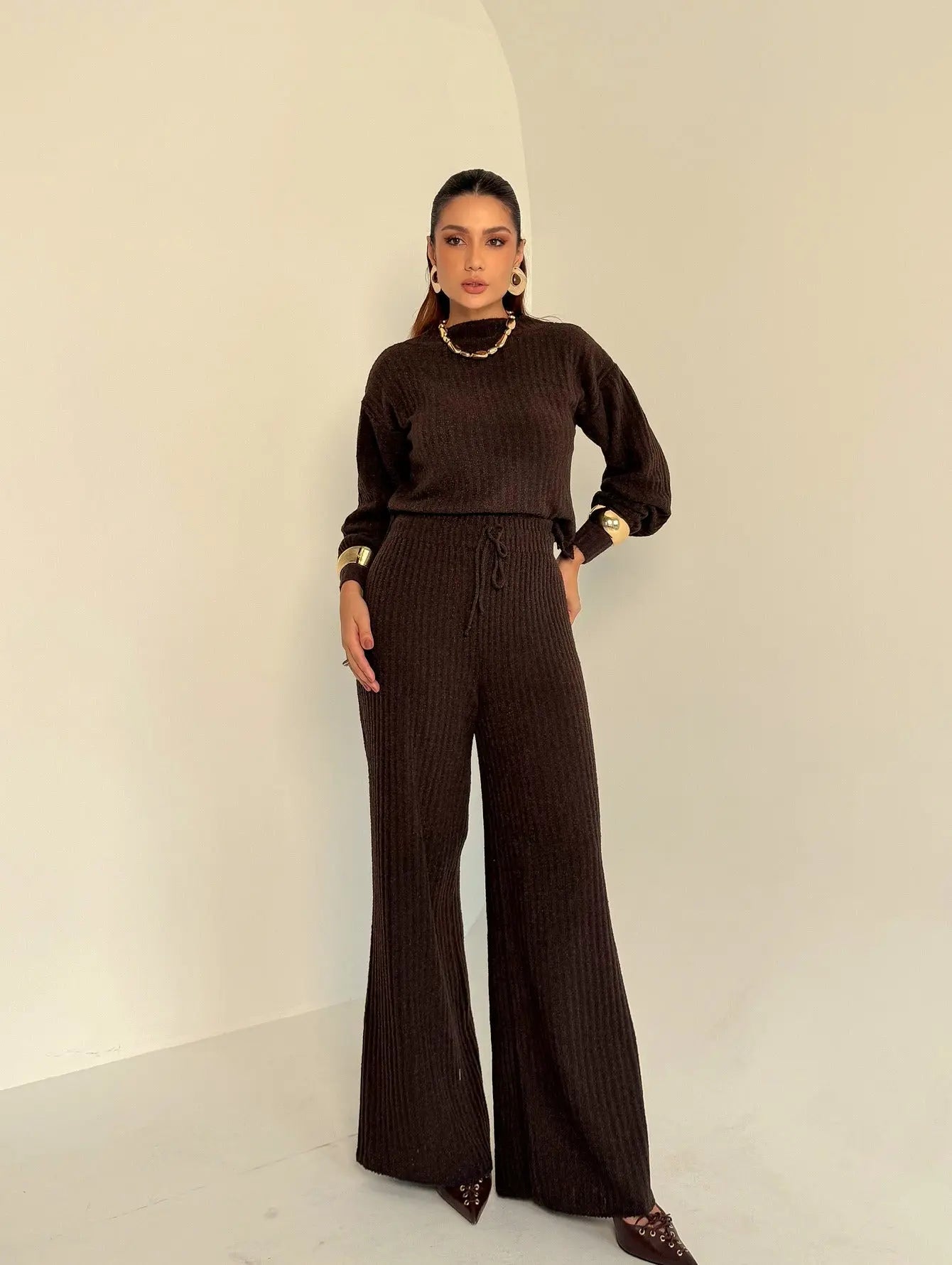 Conjunto Tricot Mousse Calça Reta