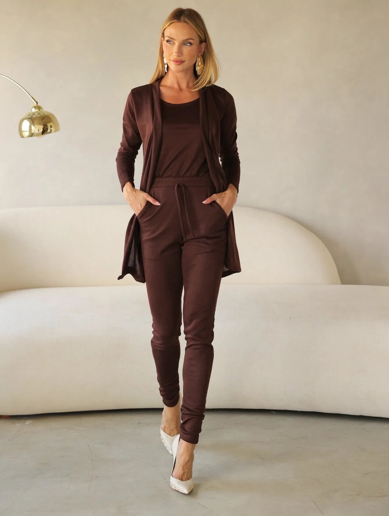 Conjunto Lanzinha Cardigan Regata Calça Slim