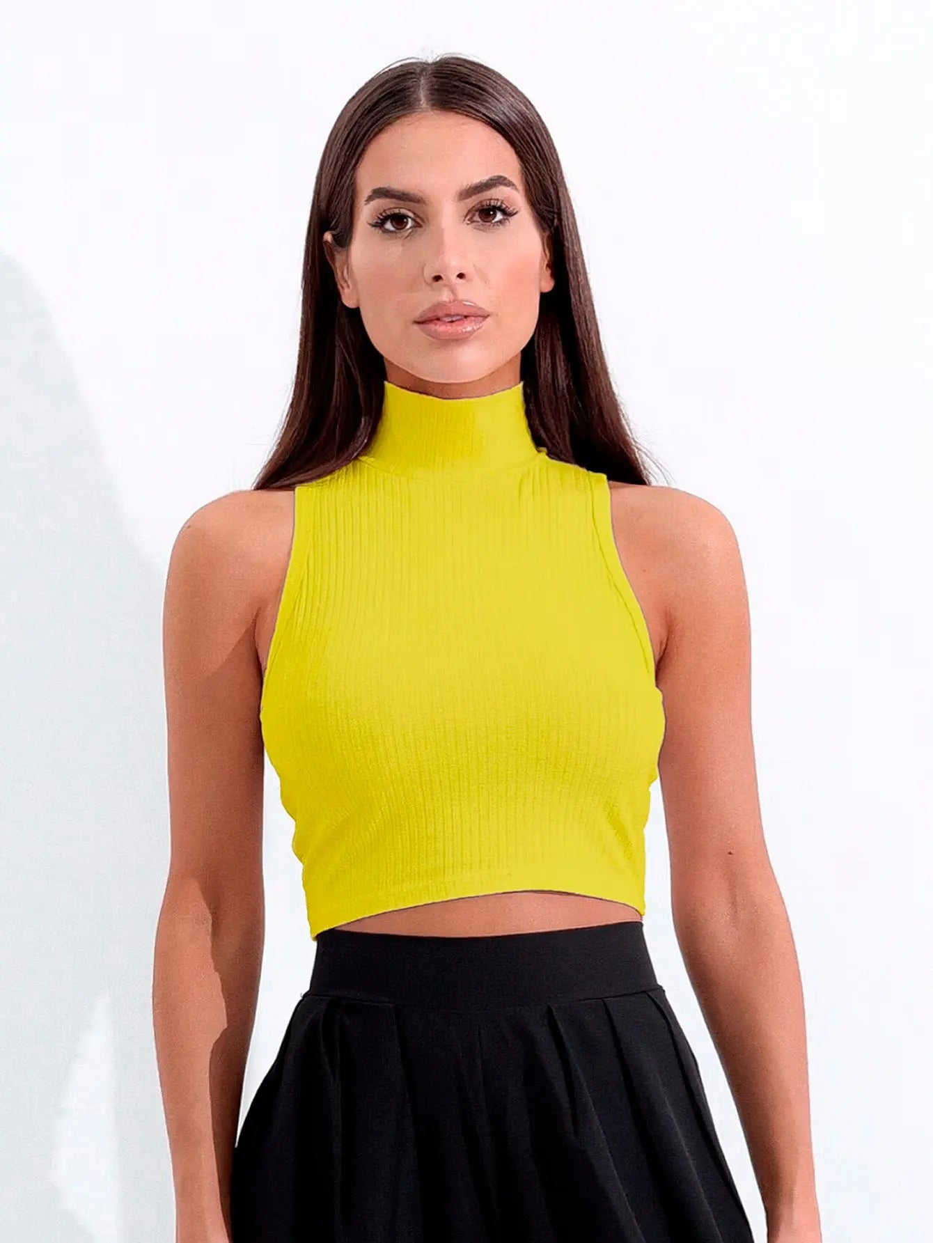 Cropped Regata Canelado Gola Alta