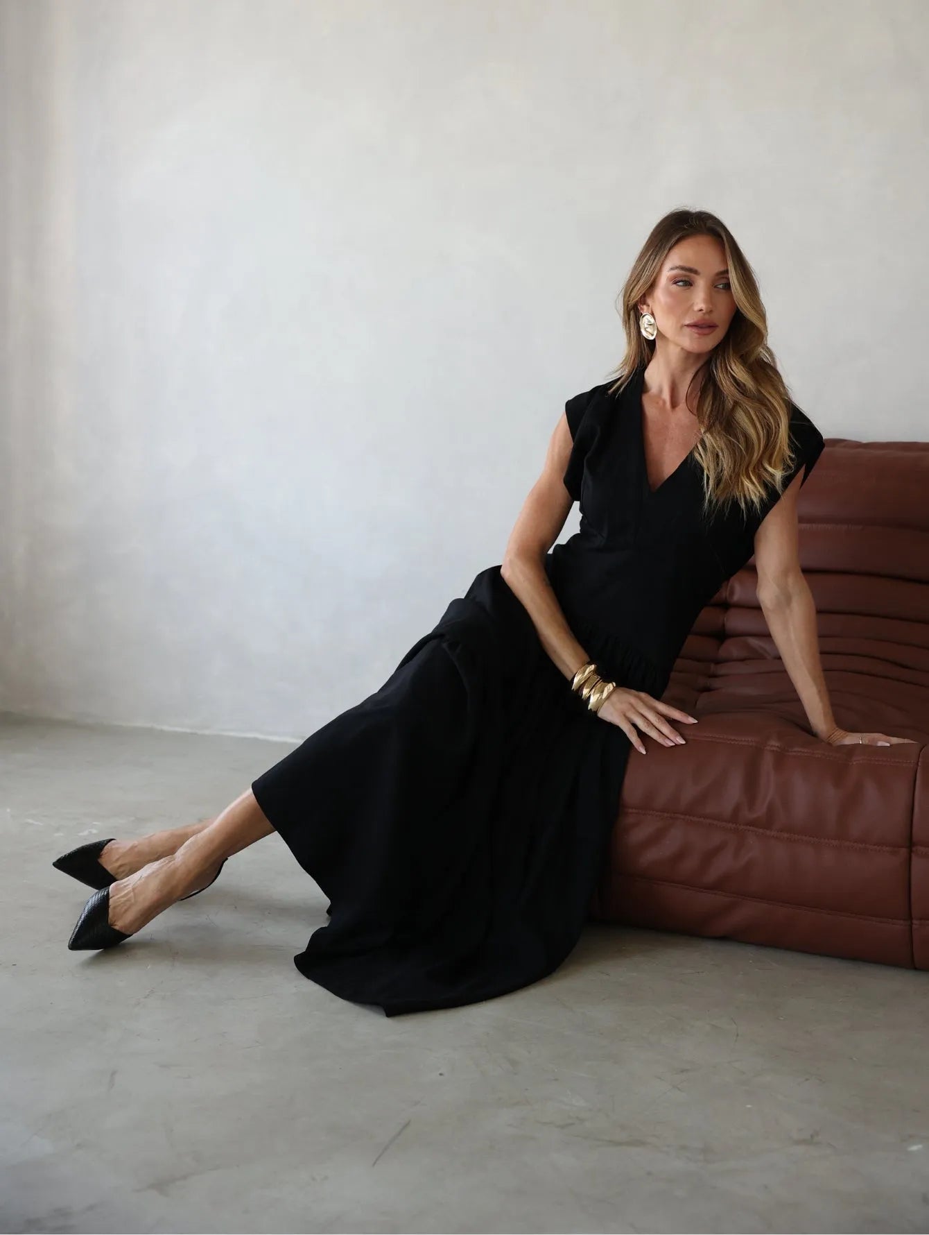 Vestido Longo Alfaiataria Martingale Ombros