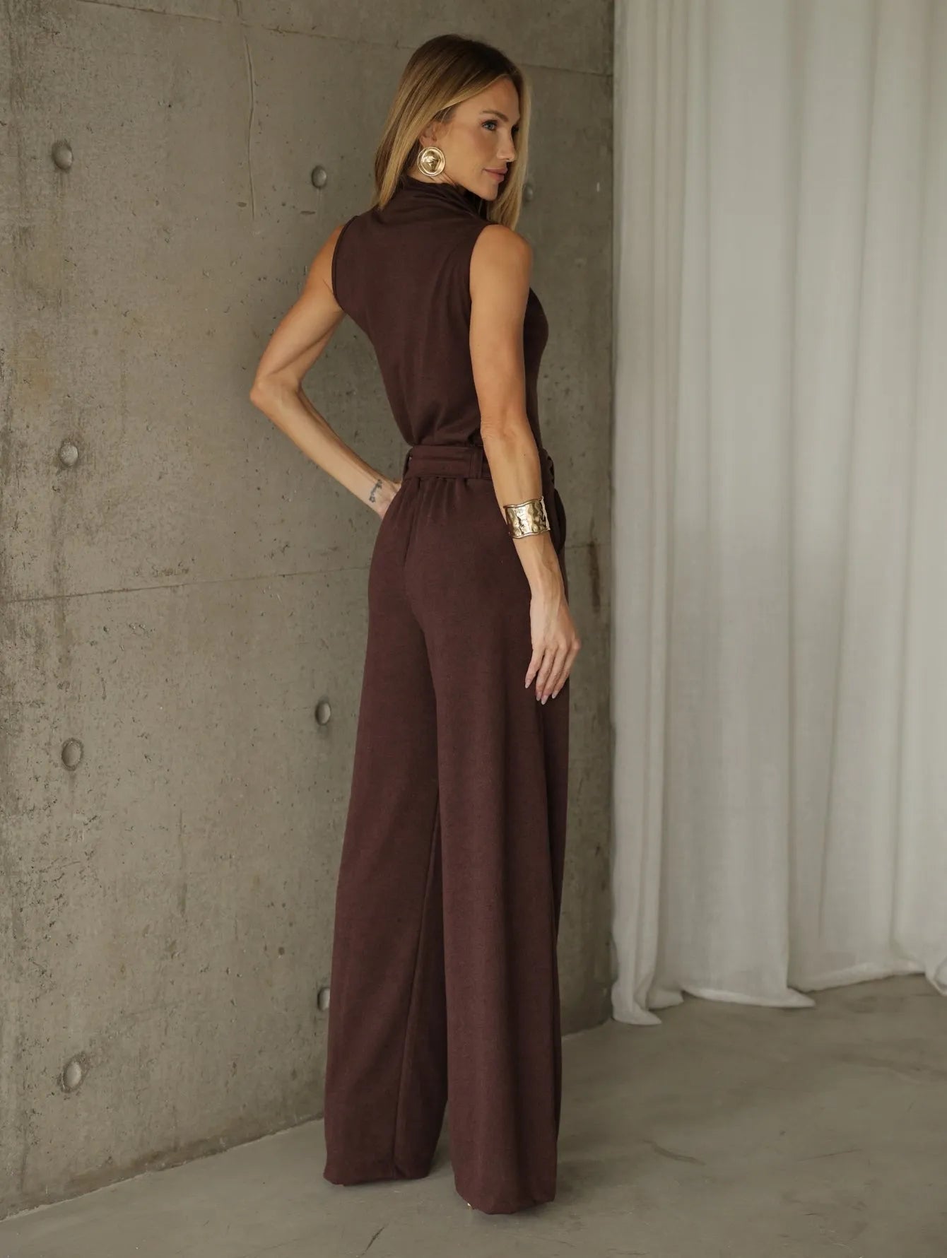 Conjunto Lanzinha Pantalona Gola Alta Cinto