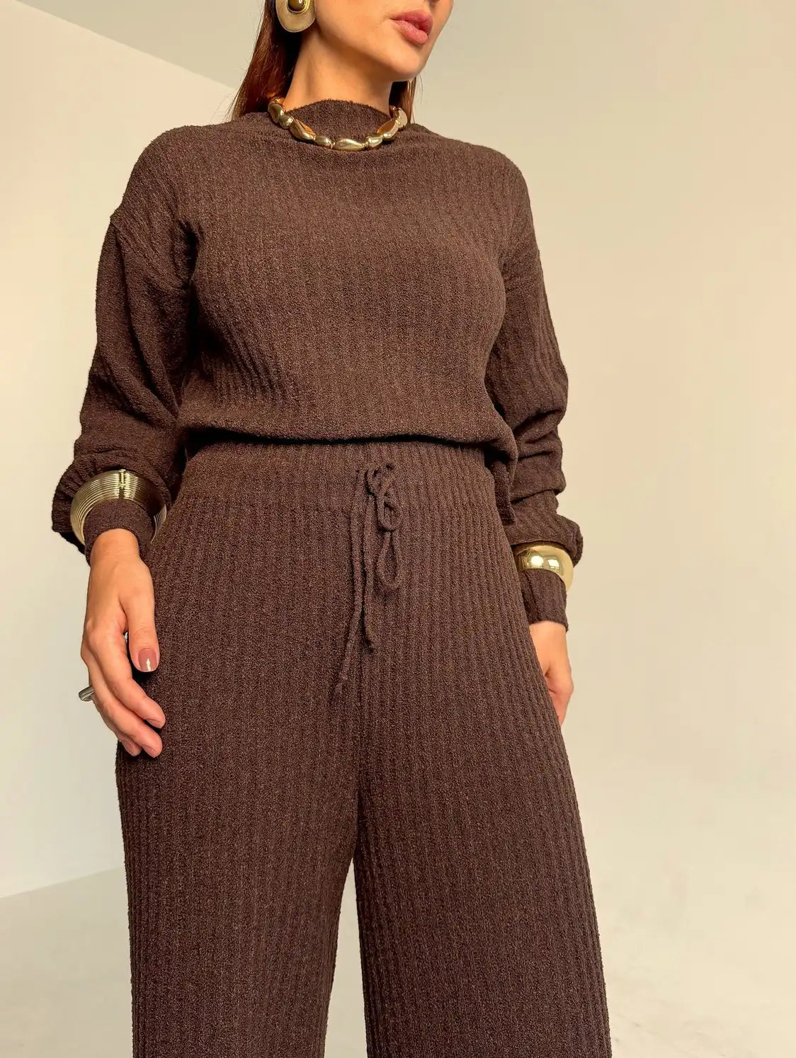 Conjunto Tricot Mousse Calça Reta