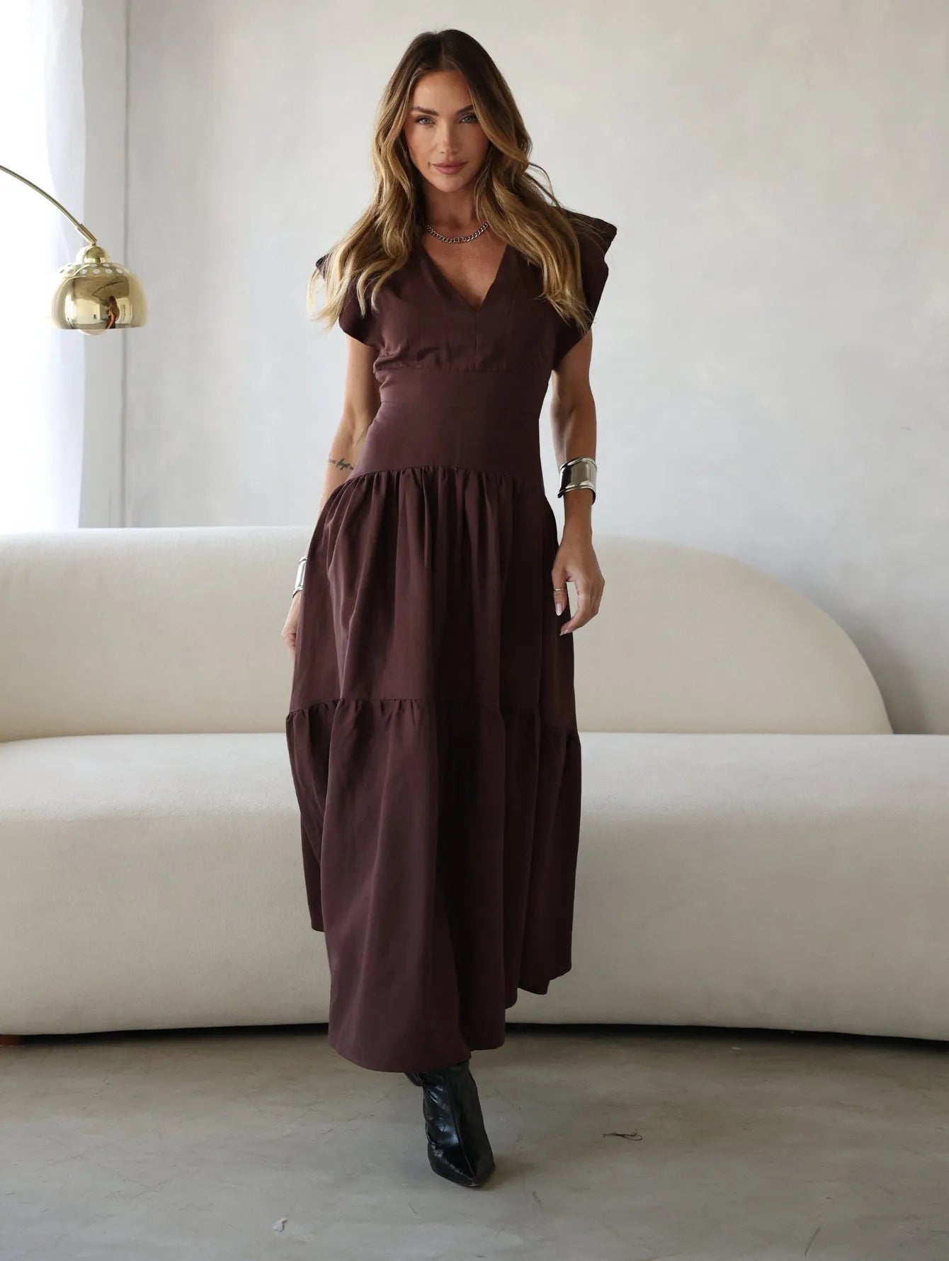 Vestido Longo Alfaiataria Martingale Ombros