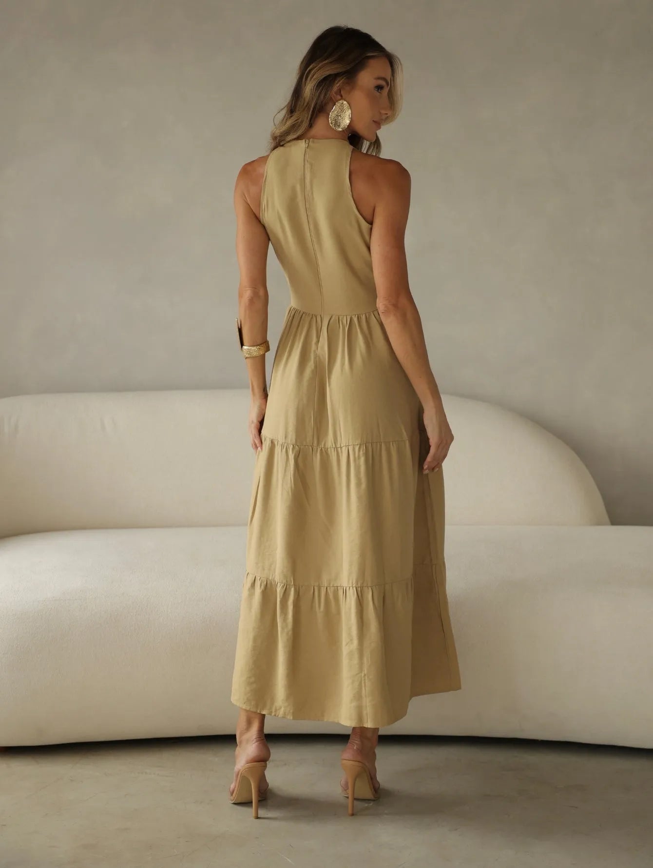 Vestido Longo Alfaiataria Sem Manga